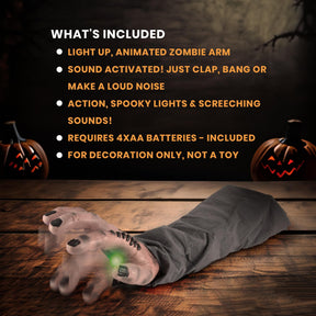 Animated Light-Up Snap-Up 19 Inch Zombie Arm Halloween Decor