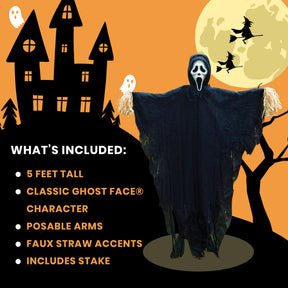 Ghost Face 5 Foot Scarecrow Halloween Decor