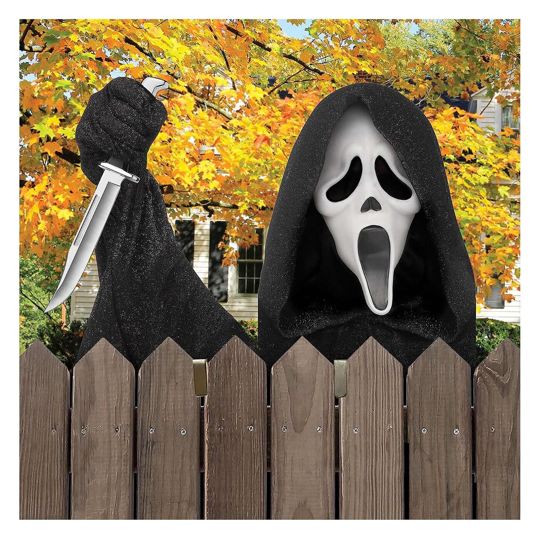 Ghost Face Fence Face Halloween Decor