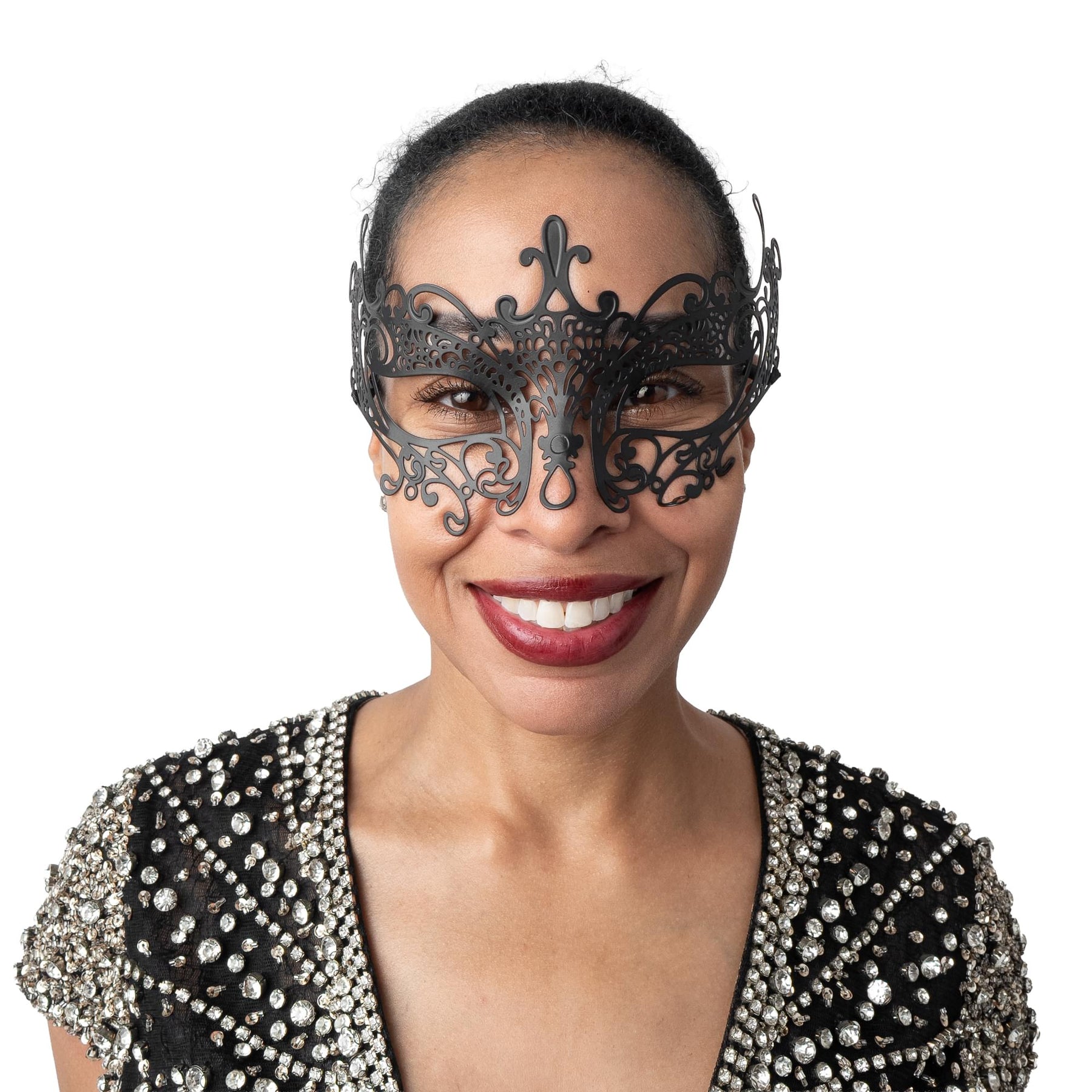 Laser Cut Phantom Adult Costume Masquerade Mask | Black