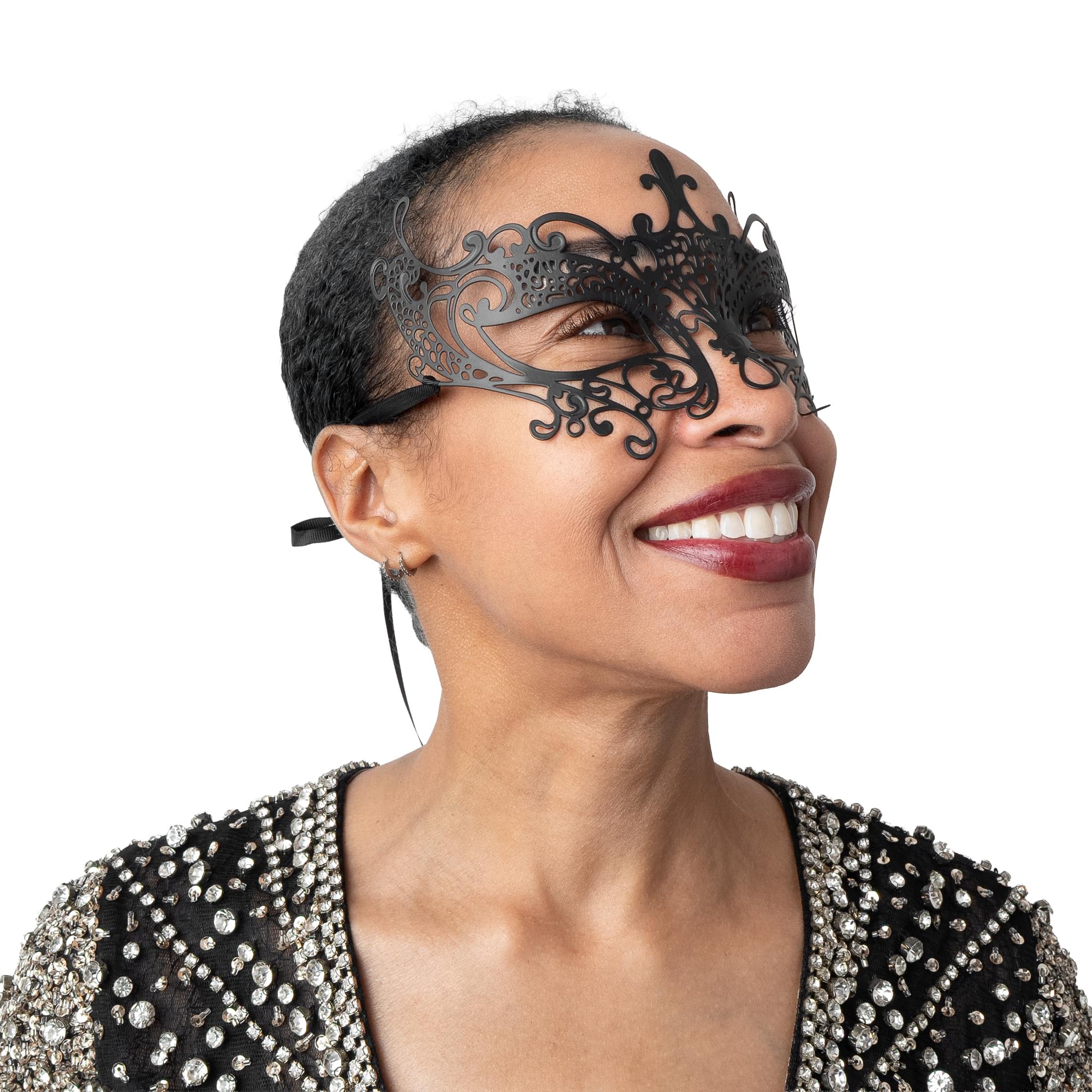 Laser Cut Phantom Adult Costume Masquerade Mask | Black
