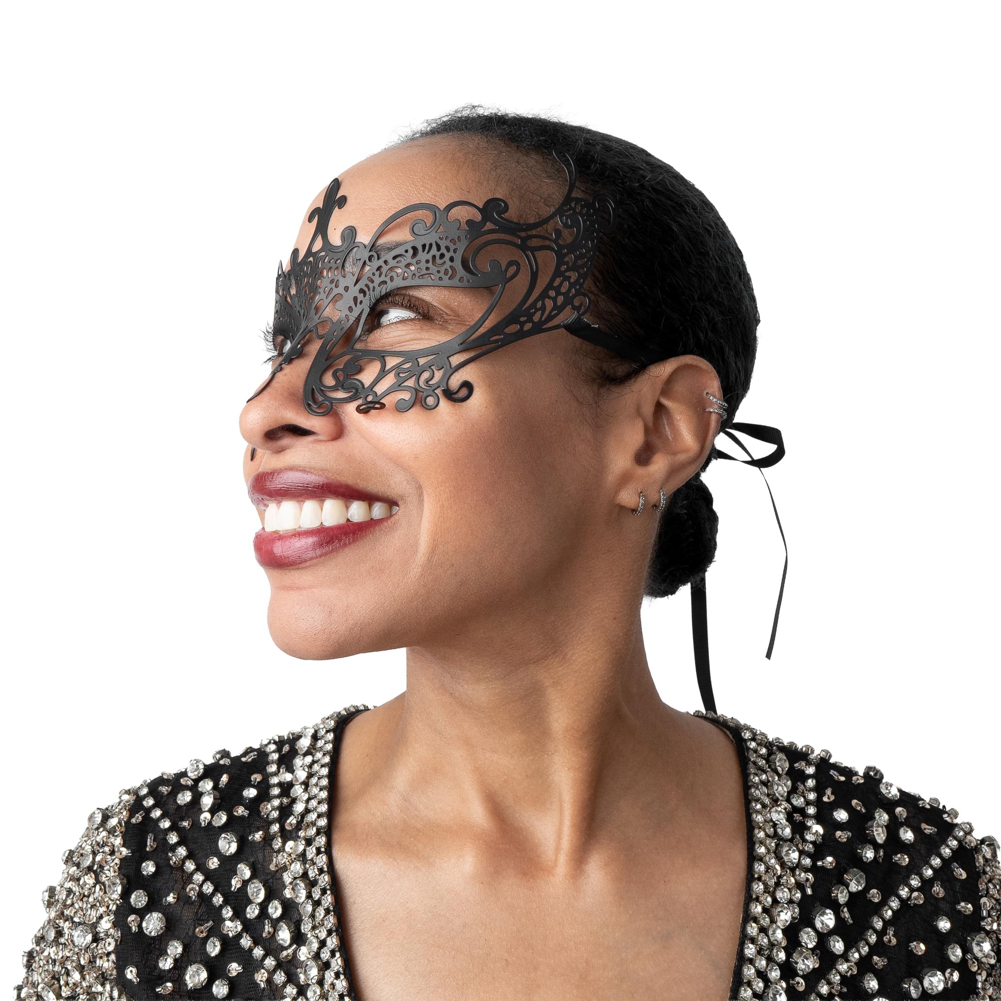 Laser Cut Phantom Adult Costume Masquerade Mask | Black