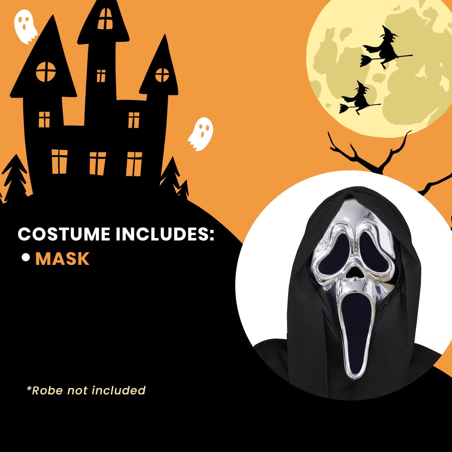 Ghost Face Chrome Adult Costume Mask