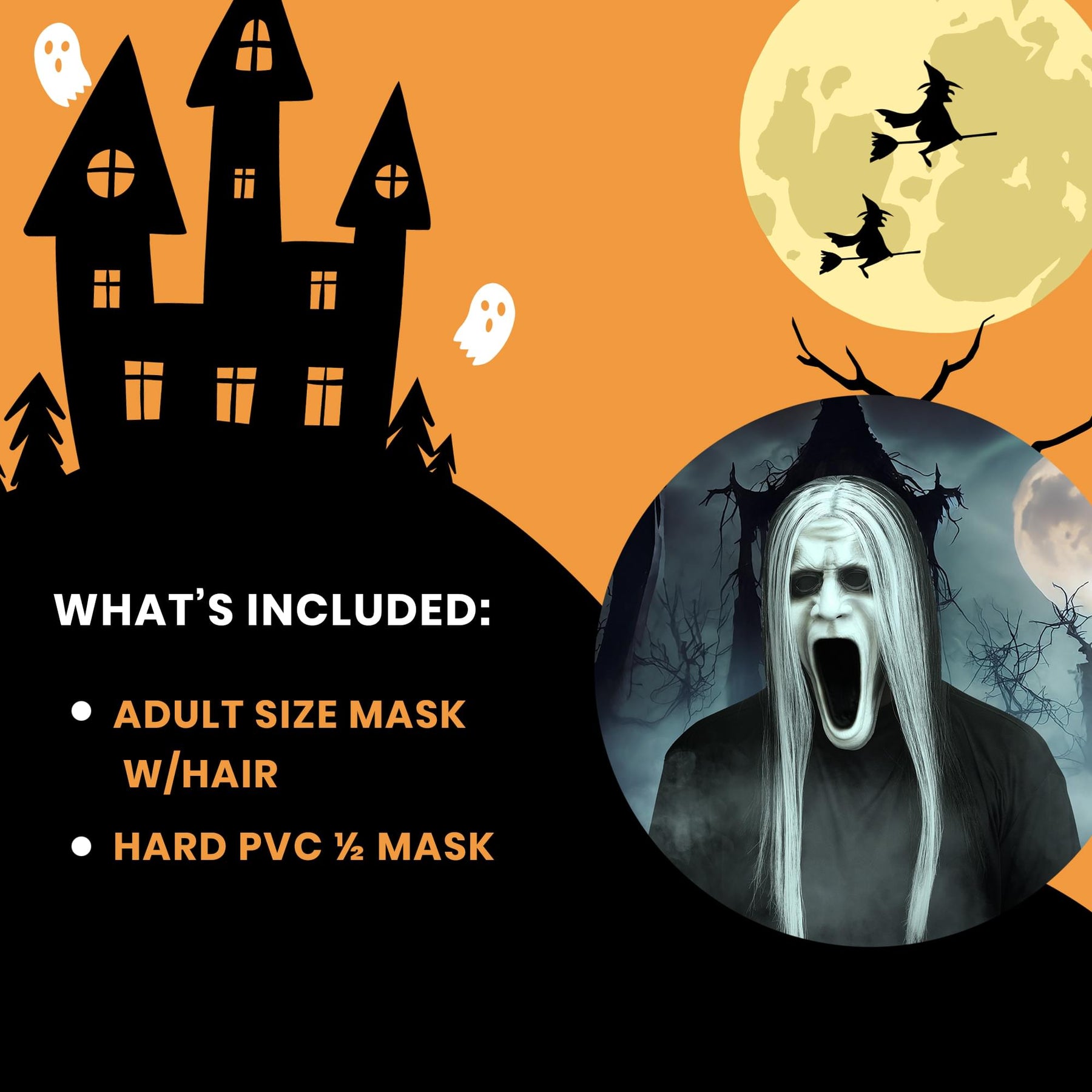 Hairy Screamer Adult Costume Mask
