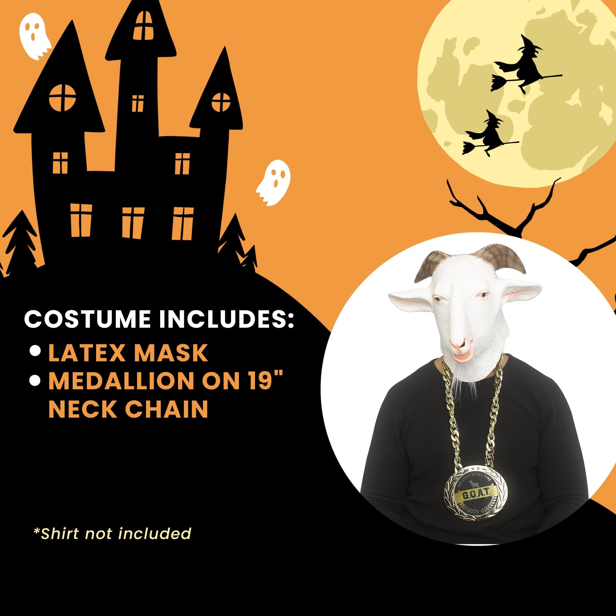 G.O.A.T. Costume Kit | Latex Mask and Plastic Medallion
