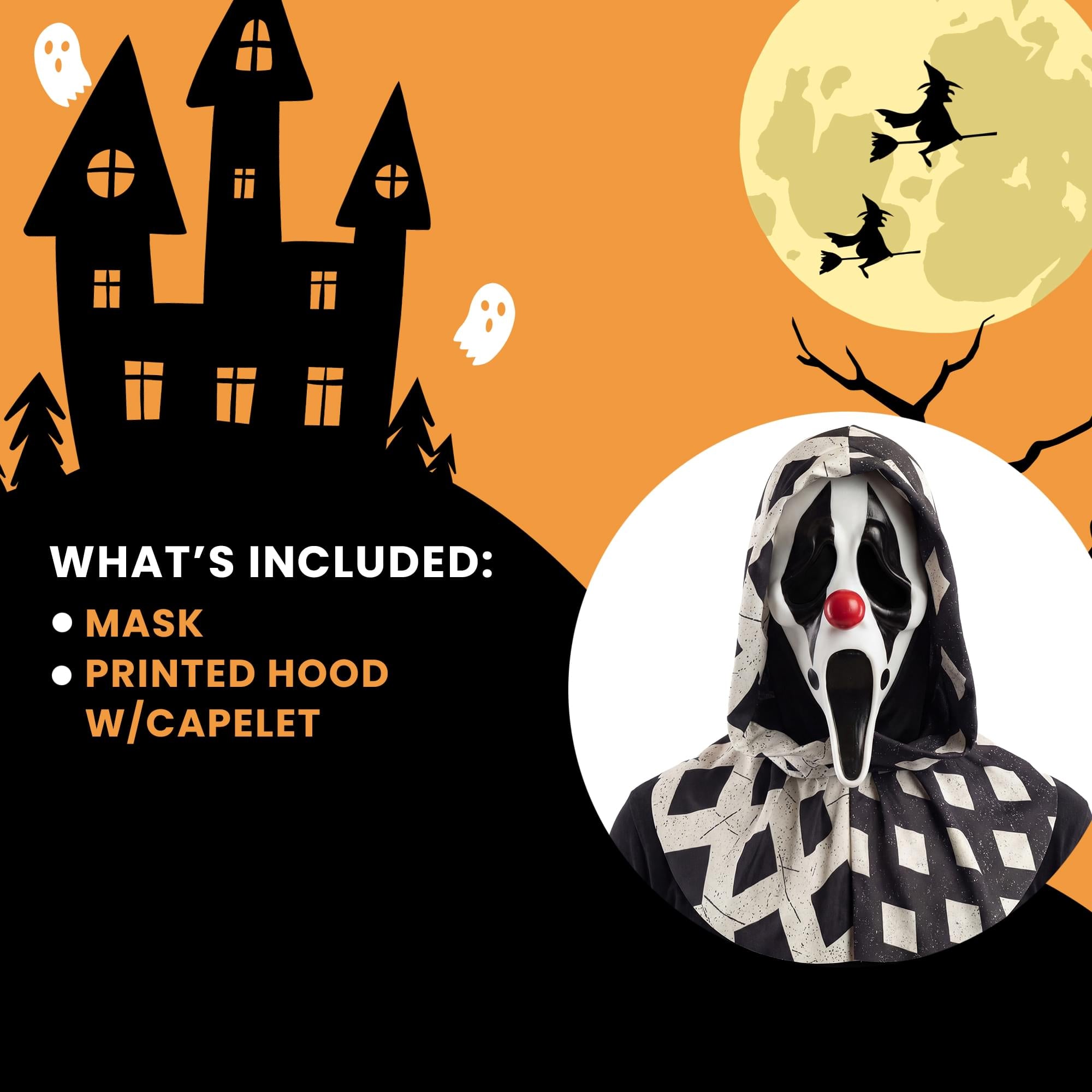 Ghost Face Clown Adult Costume Mask