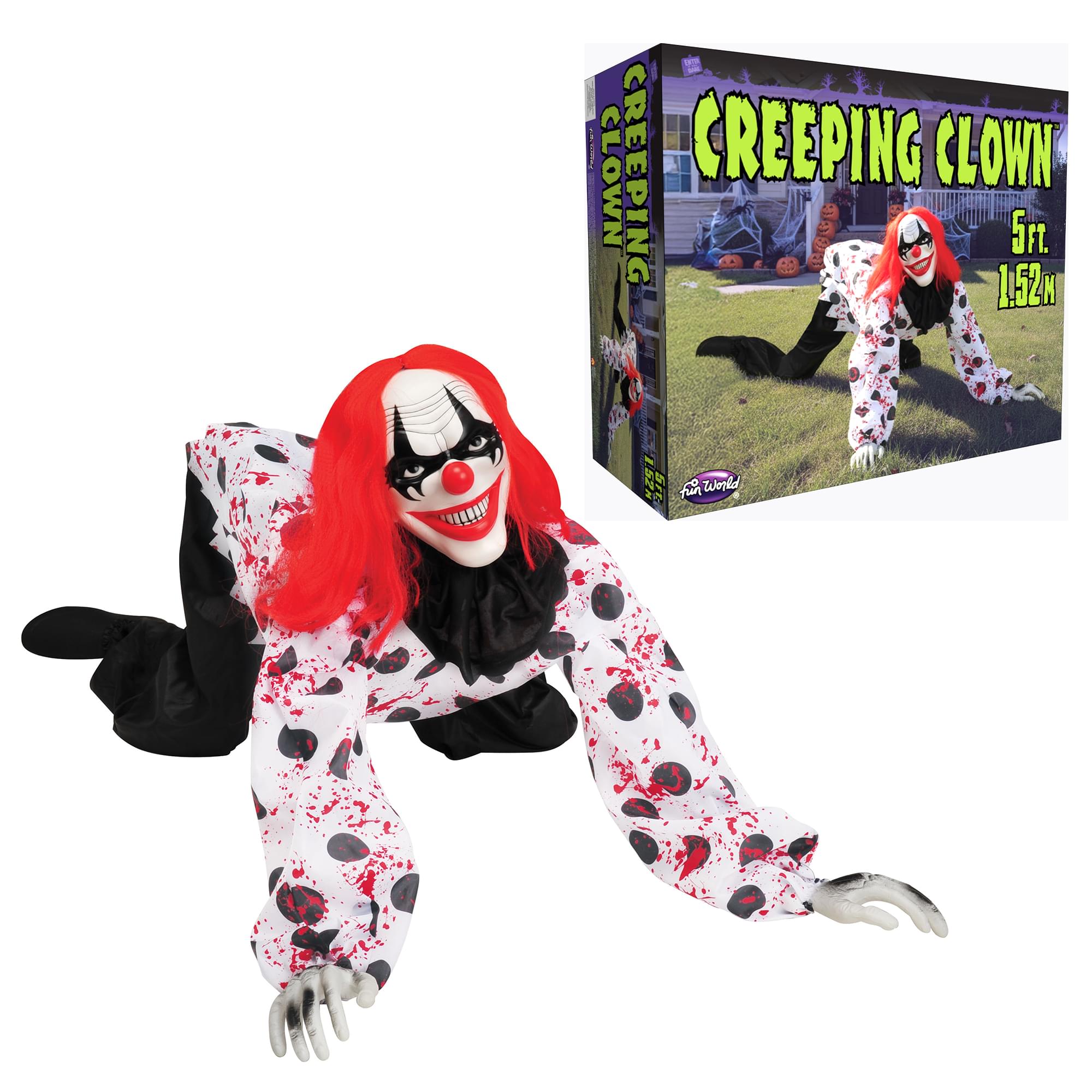 5 Foot Creeping Clown Halloween Yard Decor