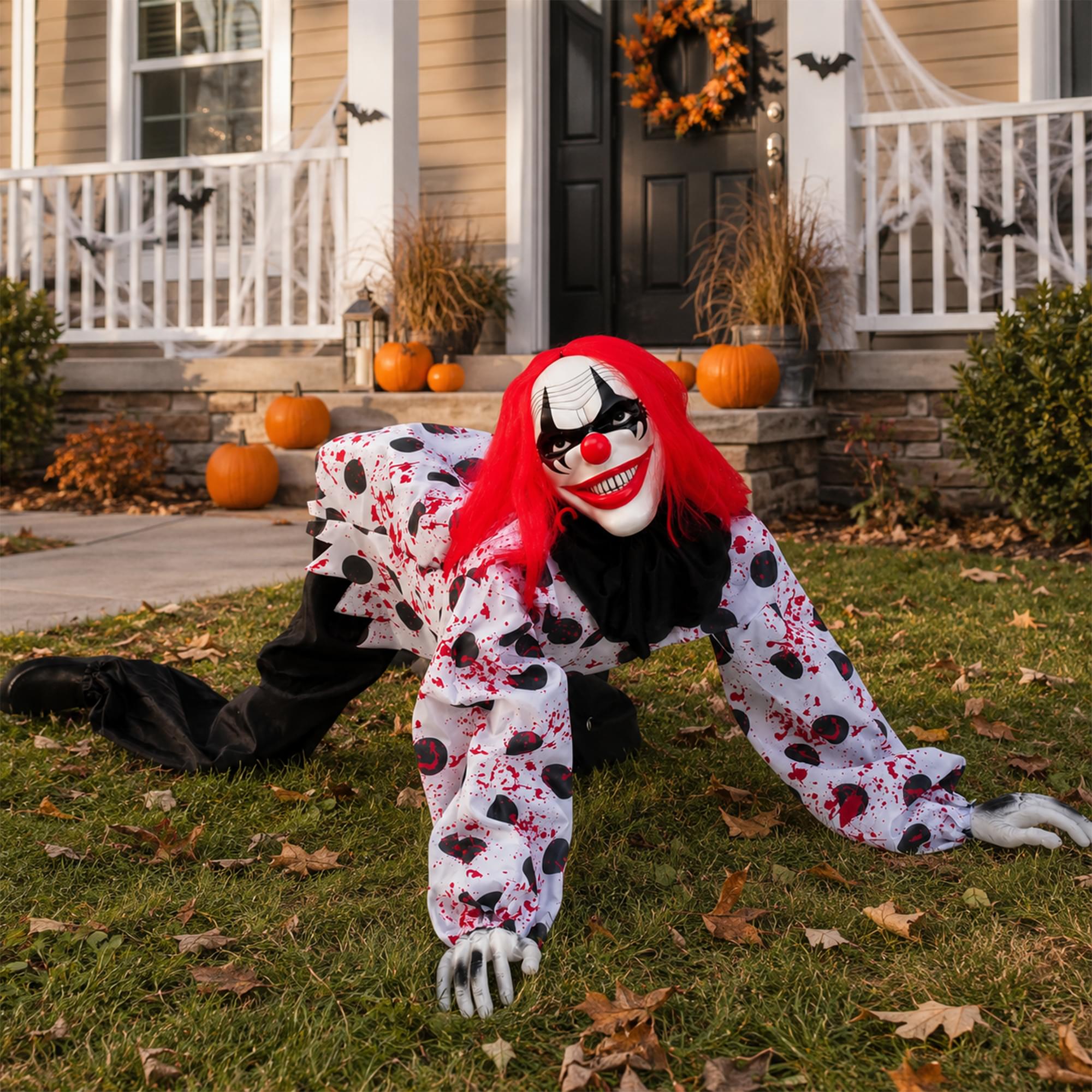 5 Foot Creeping Clown Halloween Yard Decor