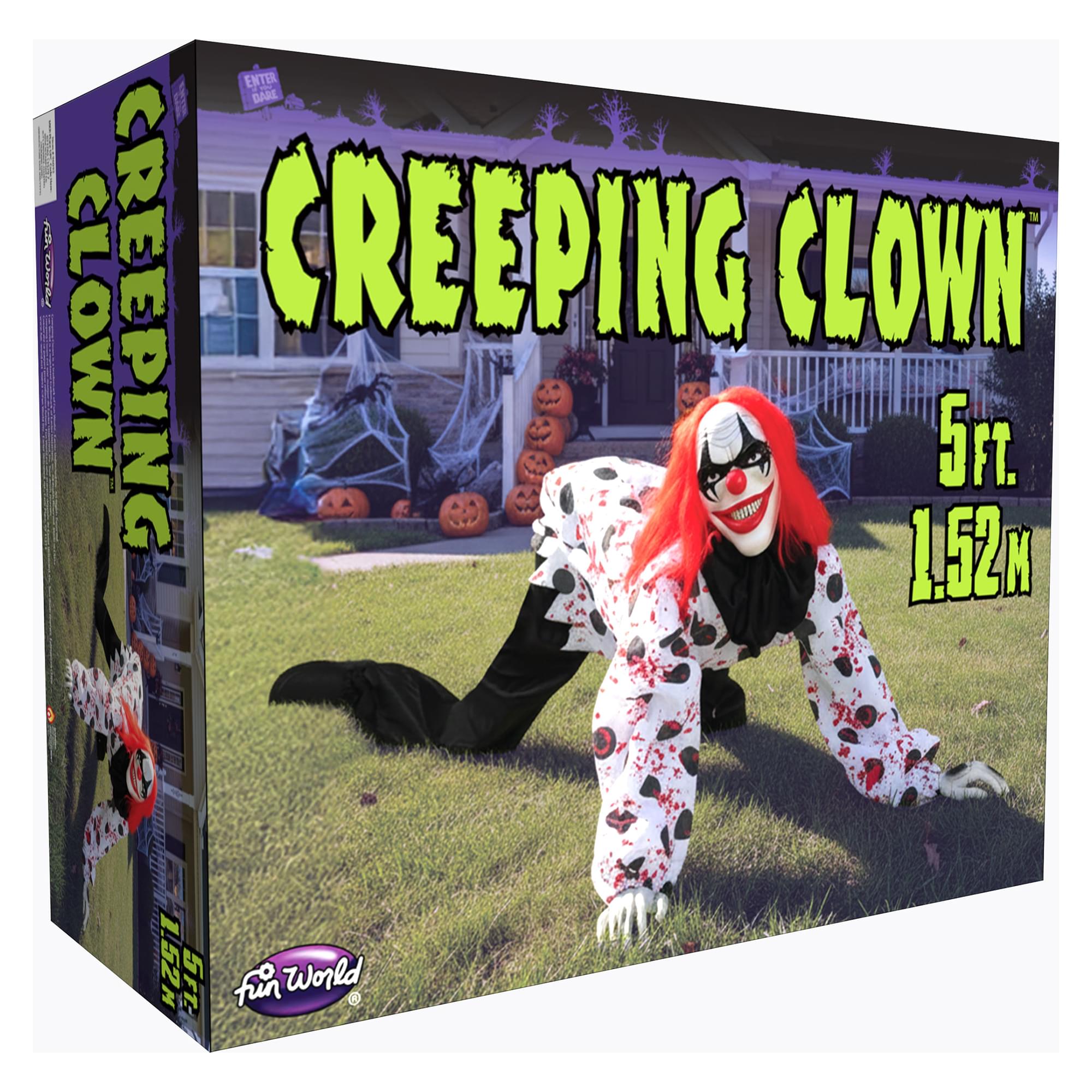 5 Foot Creeping Clown Halloween Yard Decor