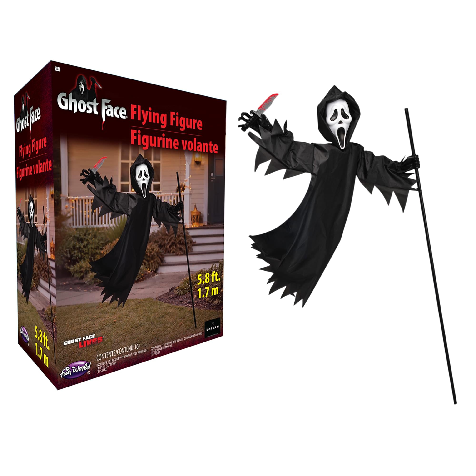 5 Foot Flying Ghost Face Halloween Yard Decor