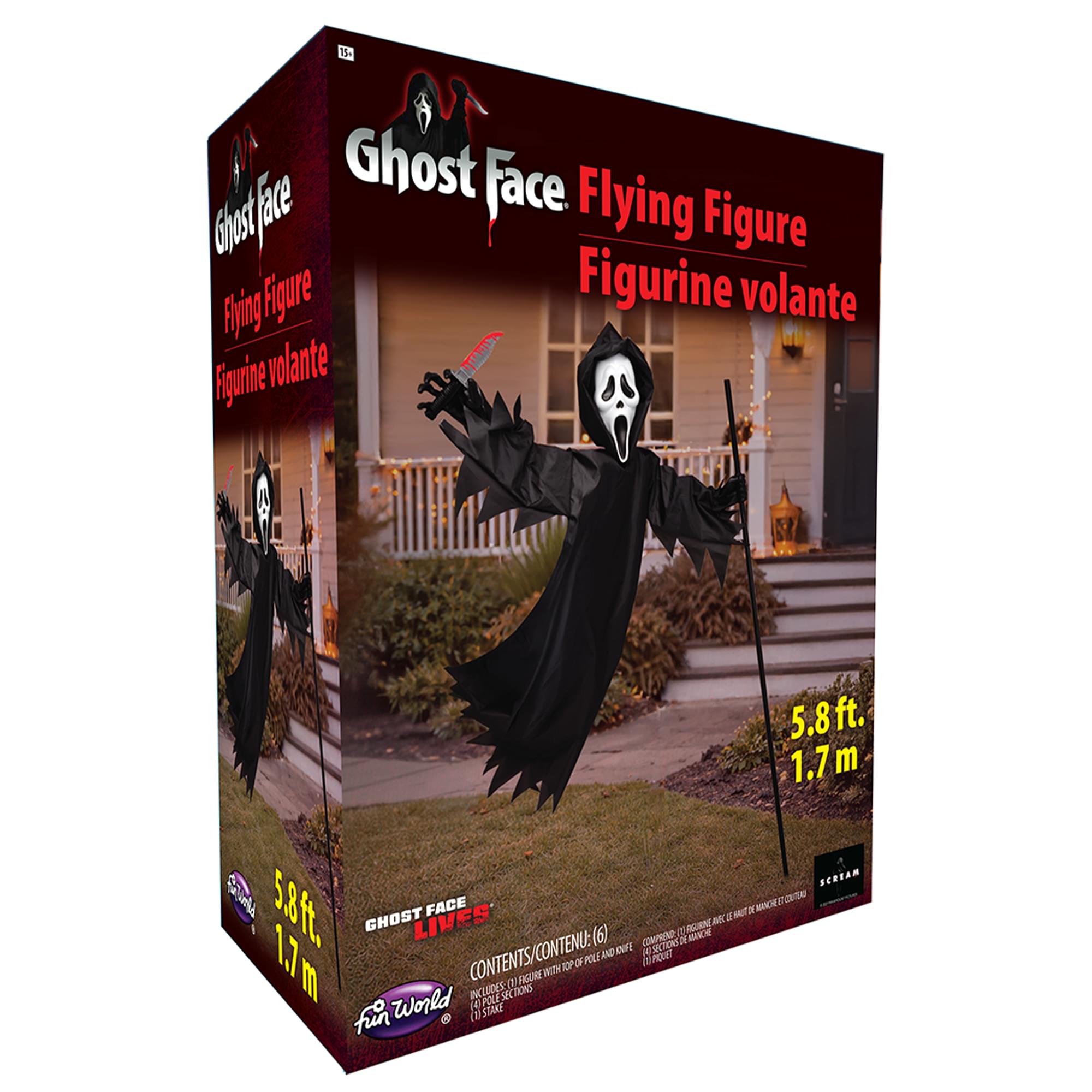 5 Foot Flying Ghost Face Halloween Yard Decor