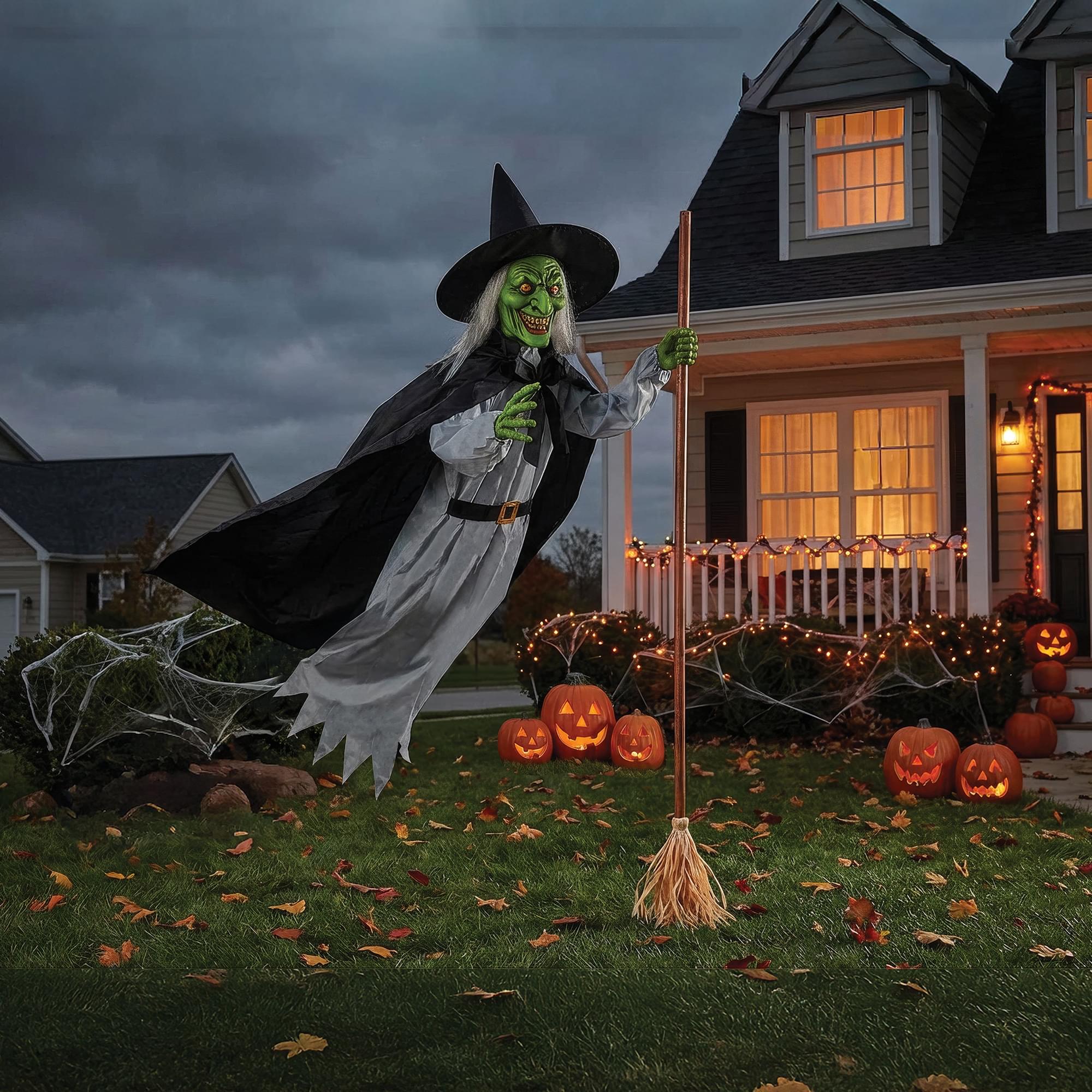 5 Foot Flying Witch Halloween Yard Decor