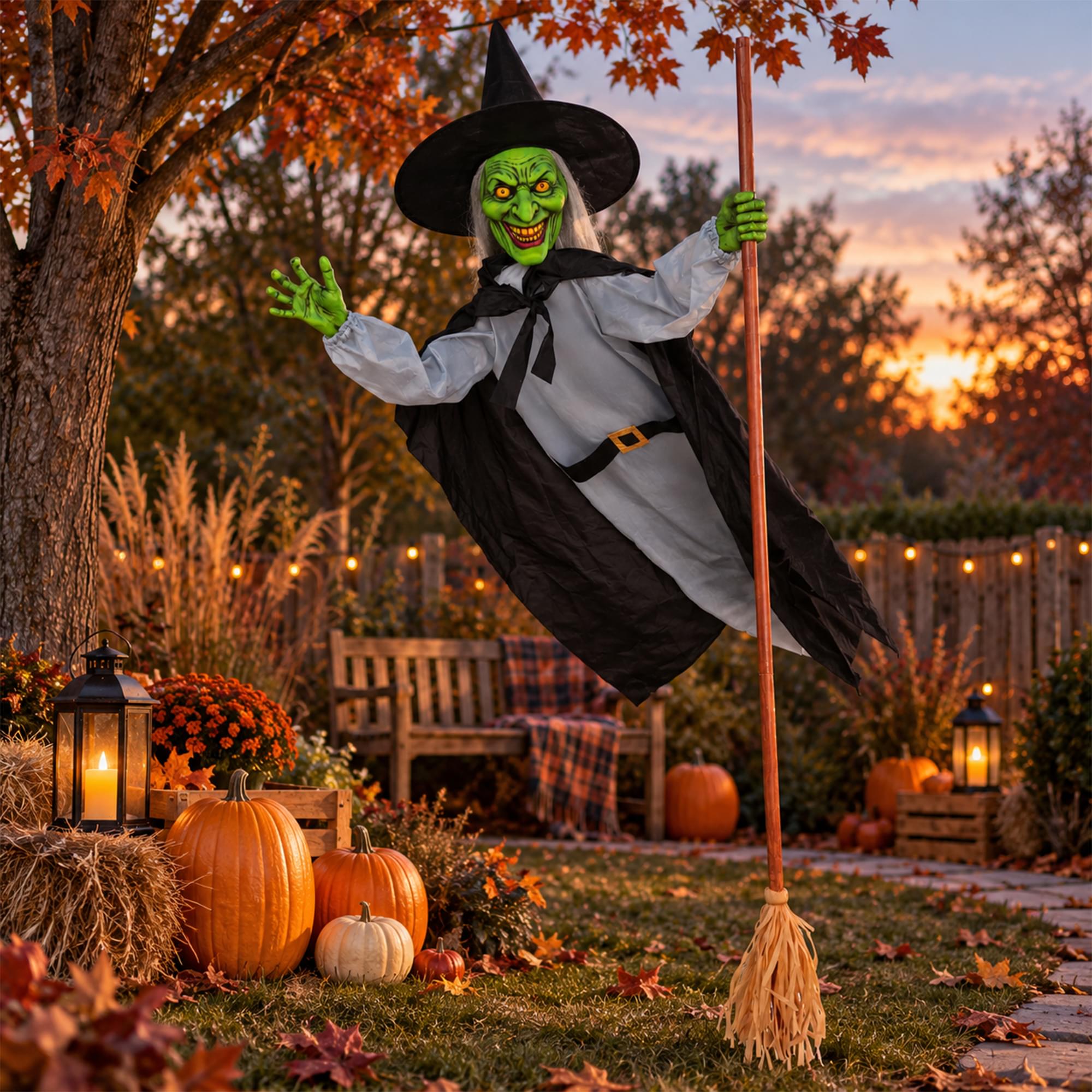 5 Foot Flying Witch Halloween Yard Decor