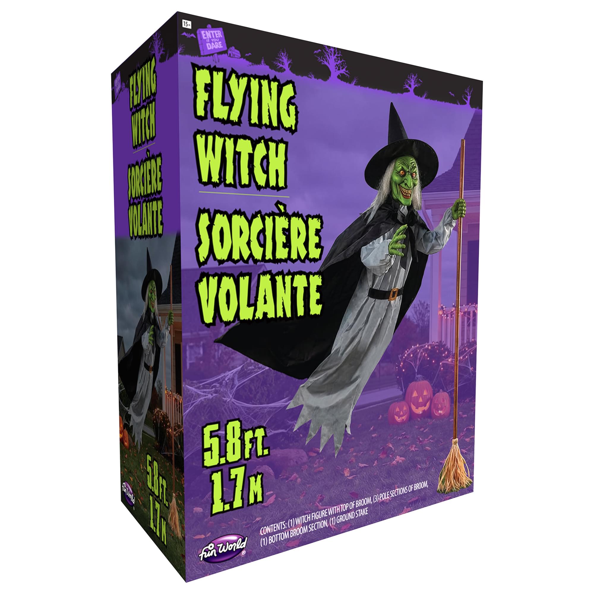 5 Foot Flying Witch Halloween Yard Decor