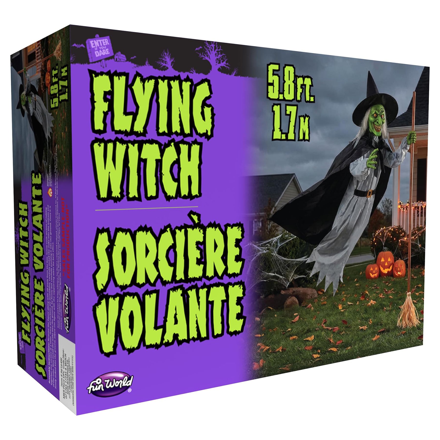 5 Foot Flying Witch Halloween Yard Decor