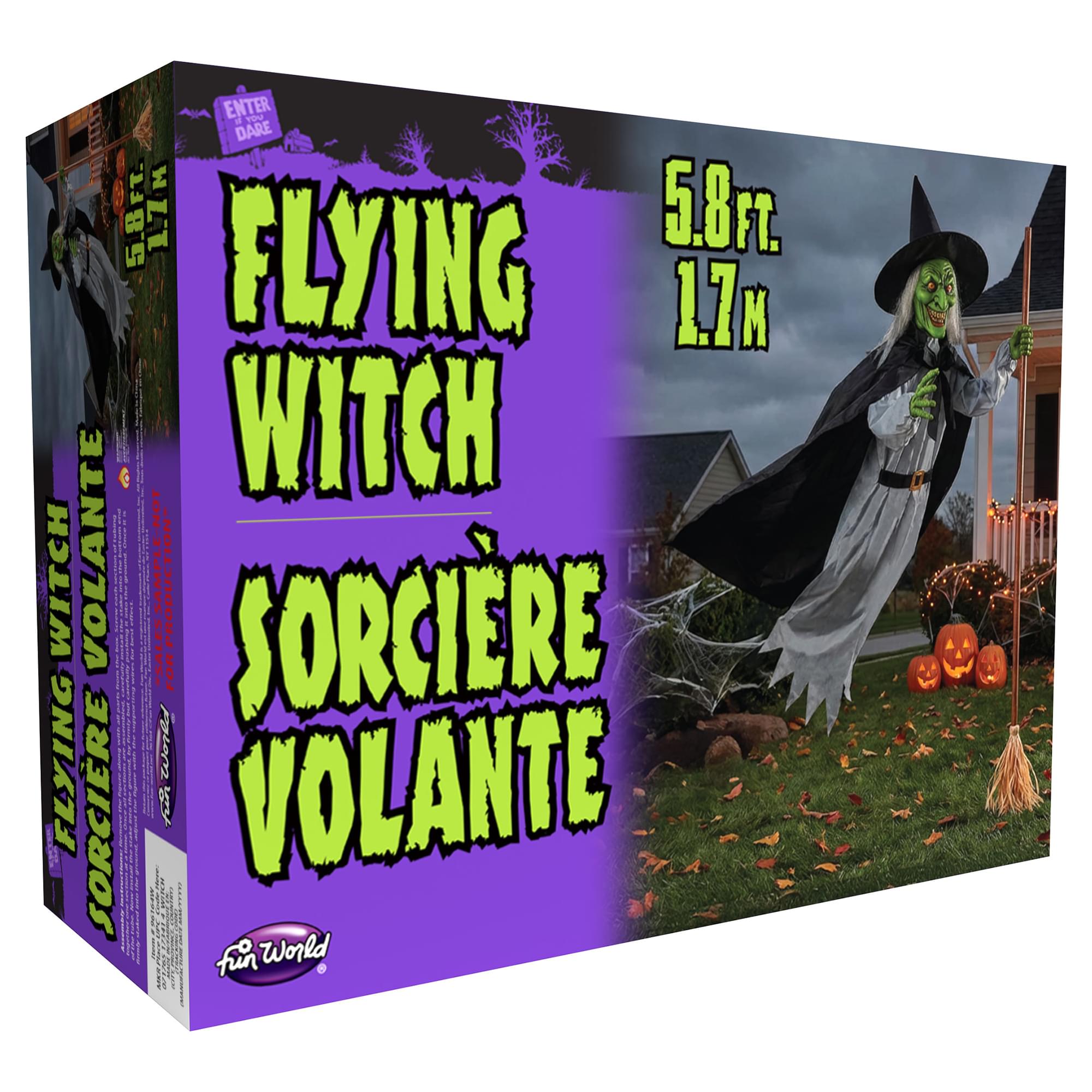 5 Foot Flying Witch Halloween Yard Decor