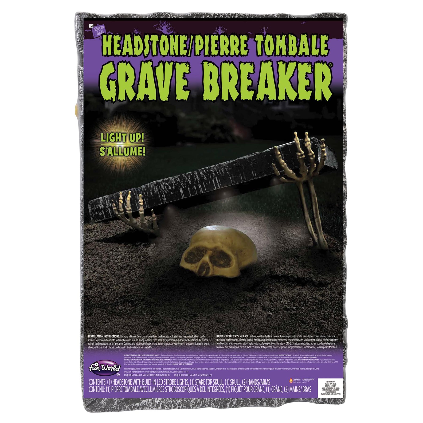Animated Skull Headstone Grave Breaker Halloween Decor