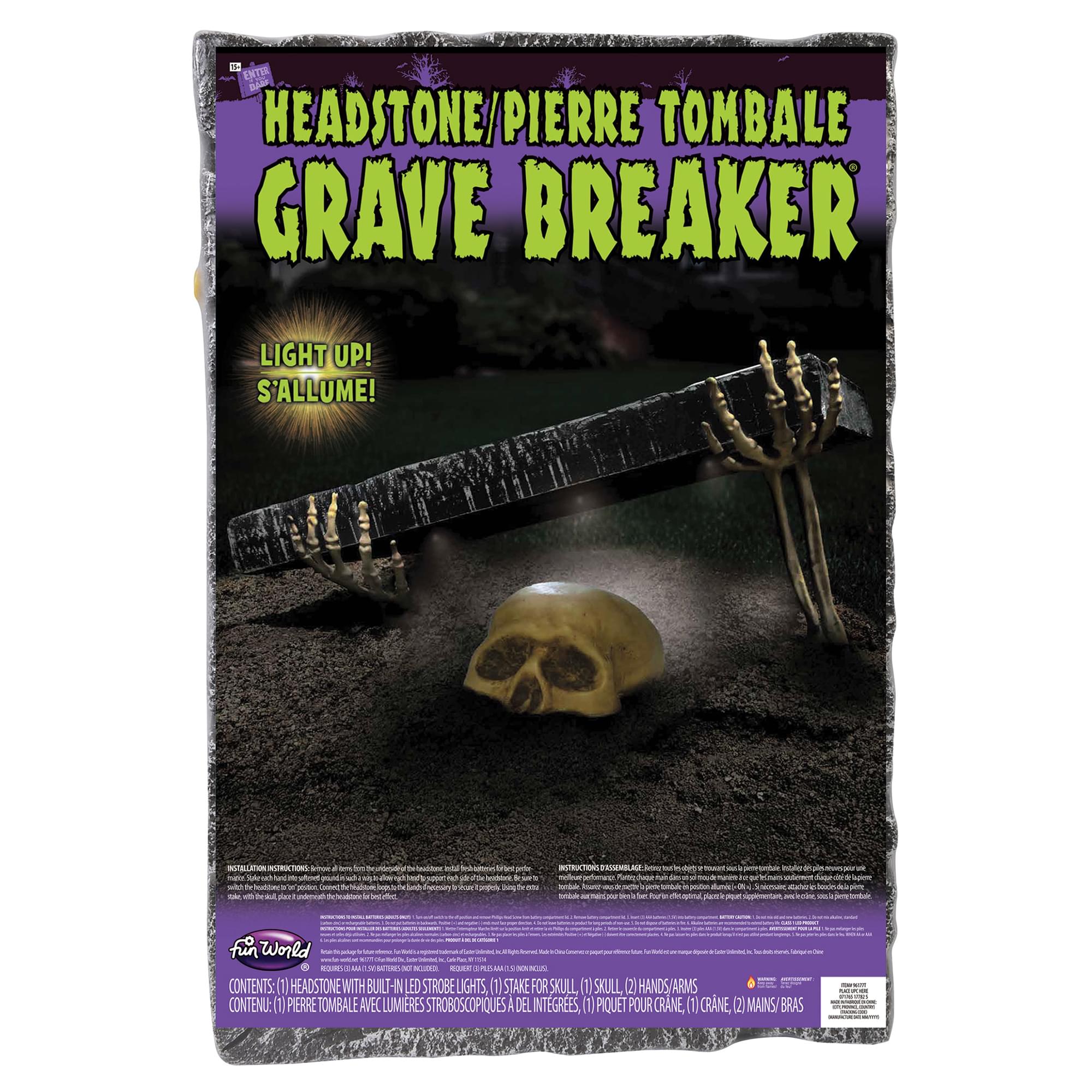 Animated Skull Headstone Grave Breaker Halloween Decor