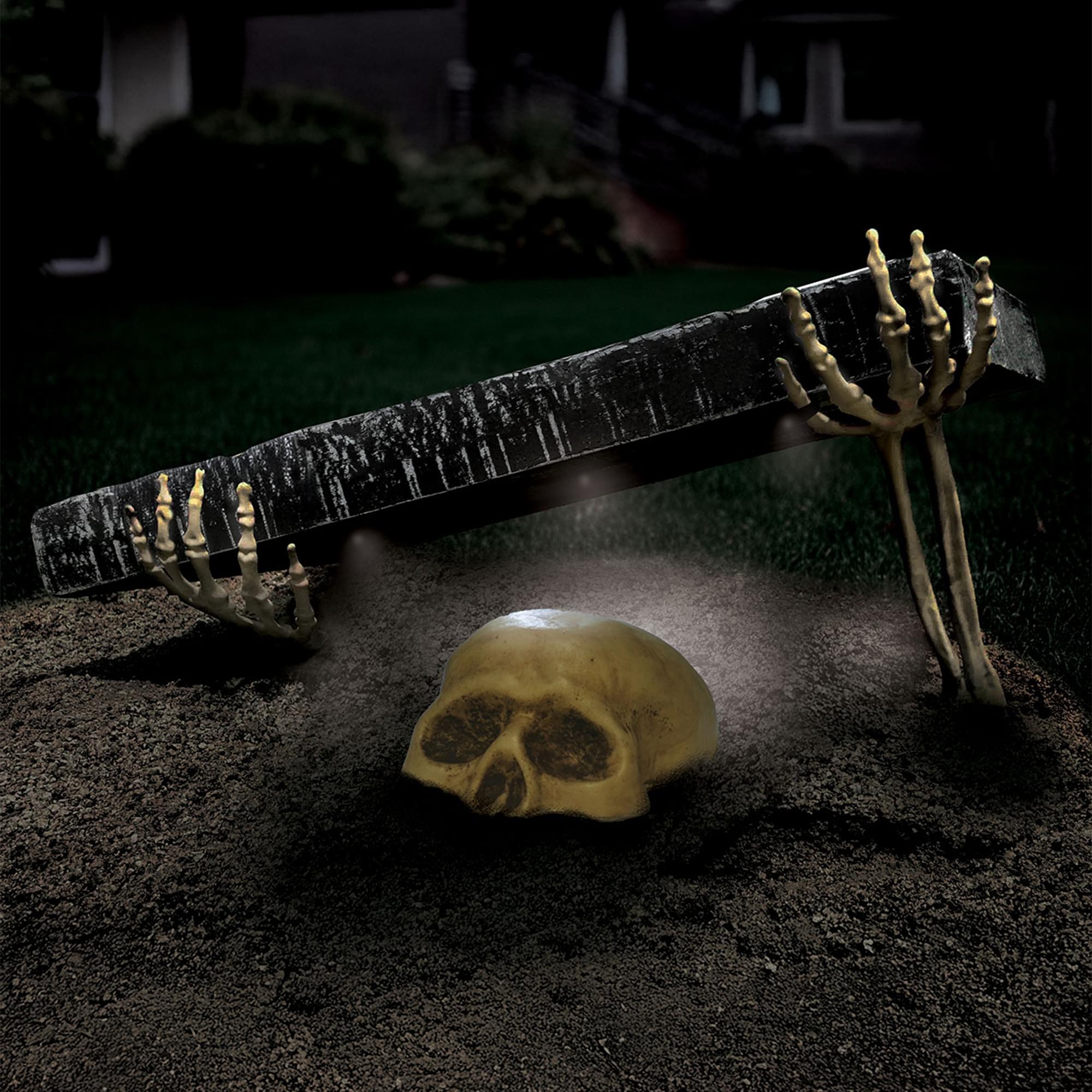 Animated Skull Headstone Grave Breaker Halloween Decor