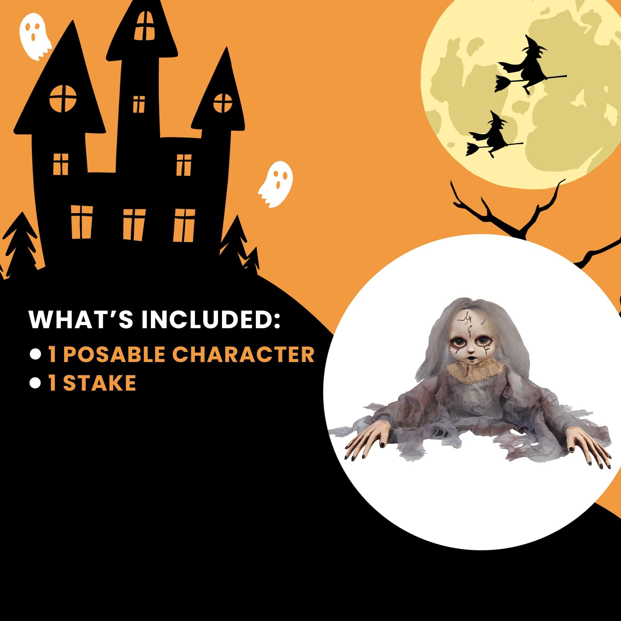 Creepy Doll Grave Breaker Halloween Decor | 12 Inches