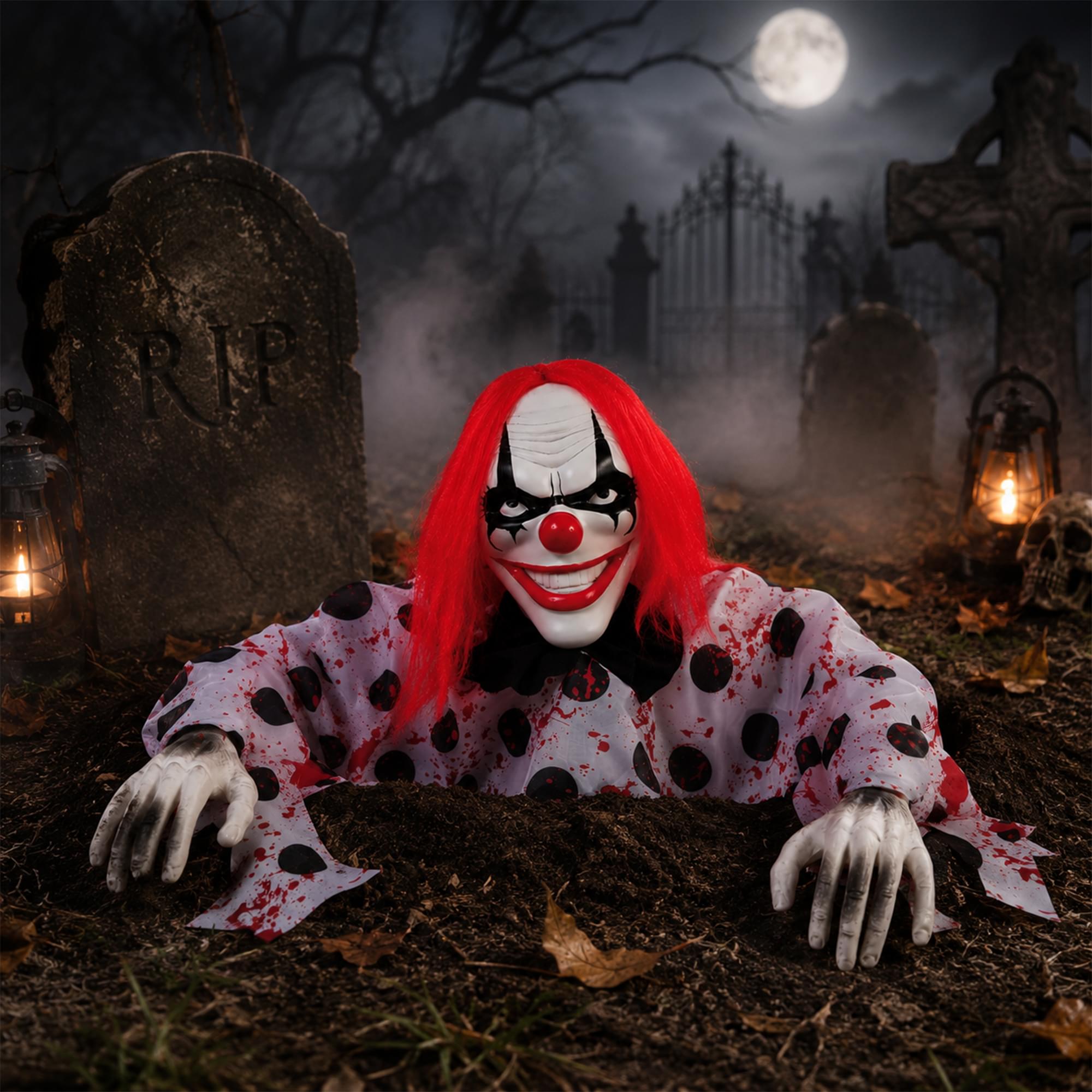 Evil Clown Grave Breaker Halloween Decor | 12 Inches