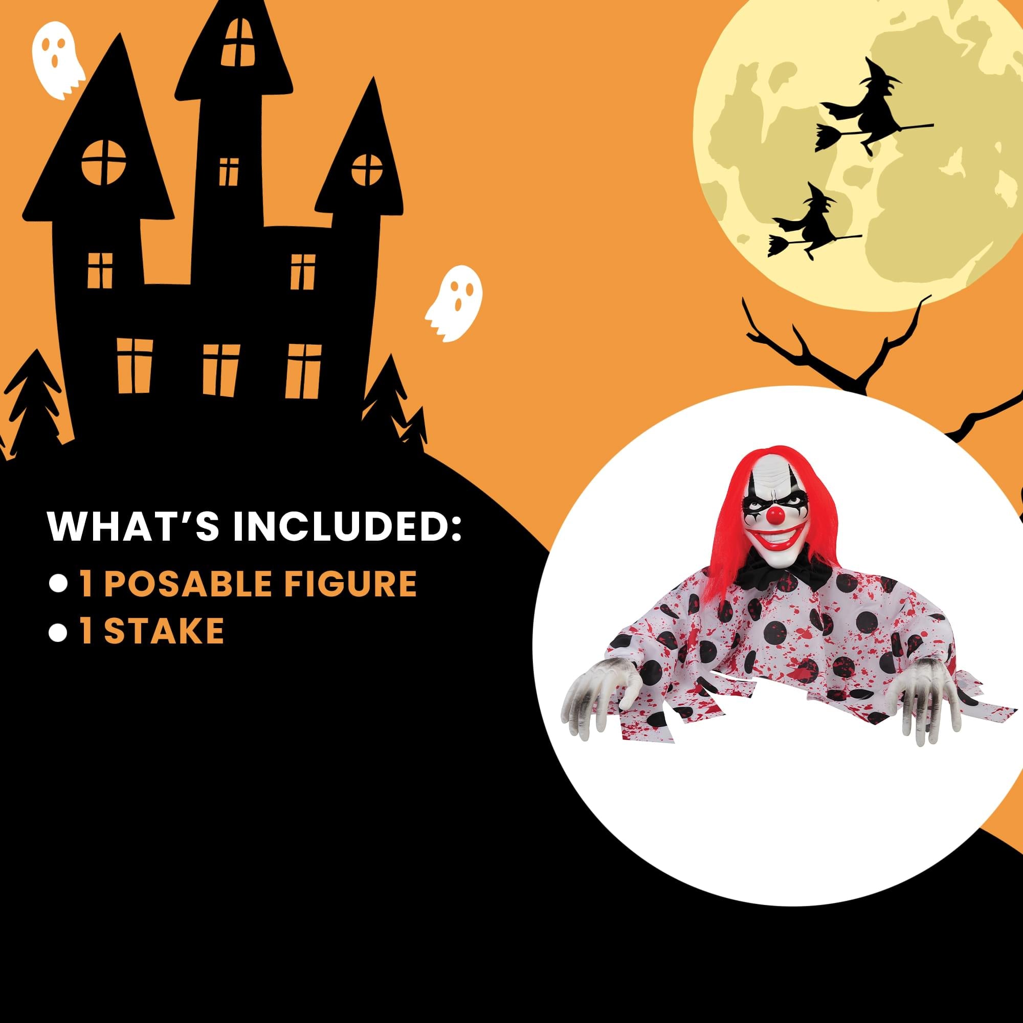 Evil Clown Grave Breaker Halloween Decor | 12 Inches