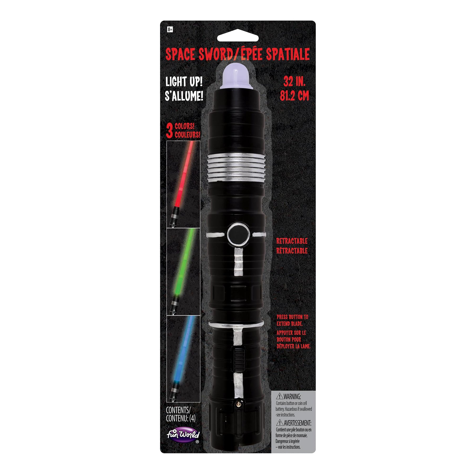Light-Up 28 Inch Retractable Space Sword Costume Accessory | Lights Up Blue, Red and Green