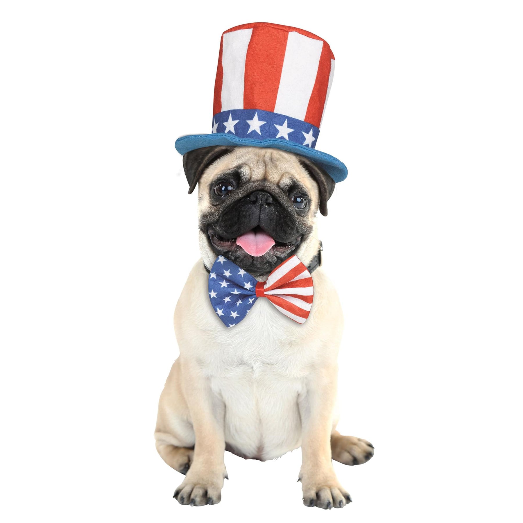 Uncle Sam Pet Costume With Hat and Bow Tie