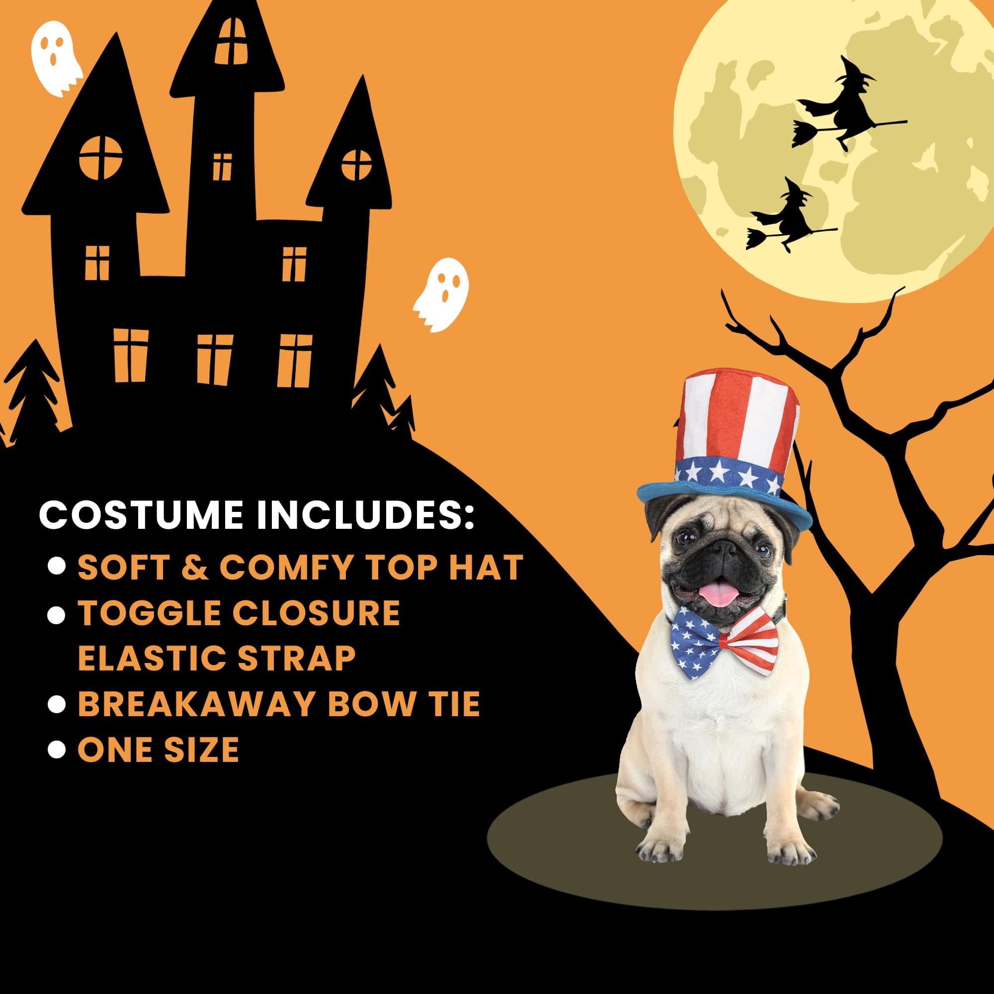 Uncle Sam Pet Costume With Hat and Bow Tie