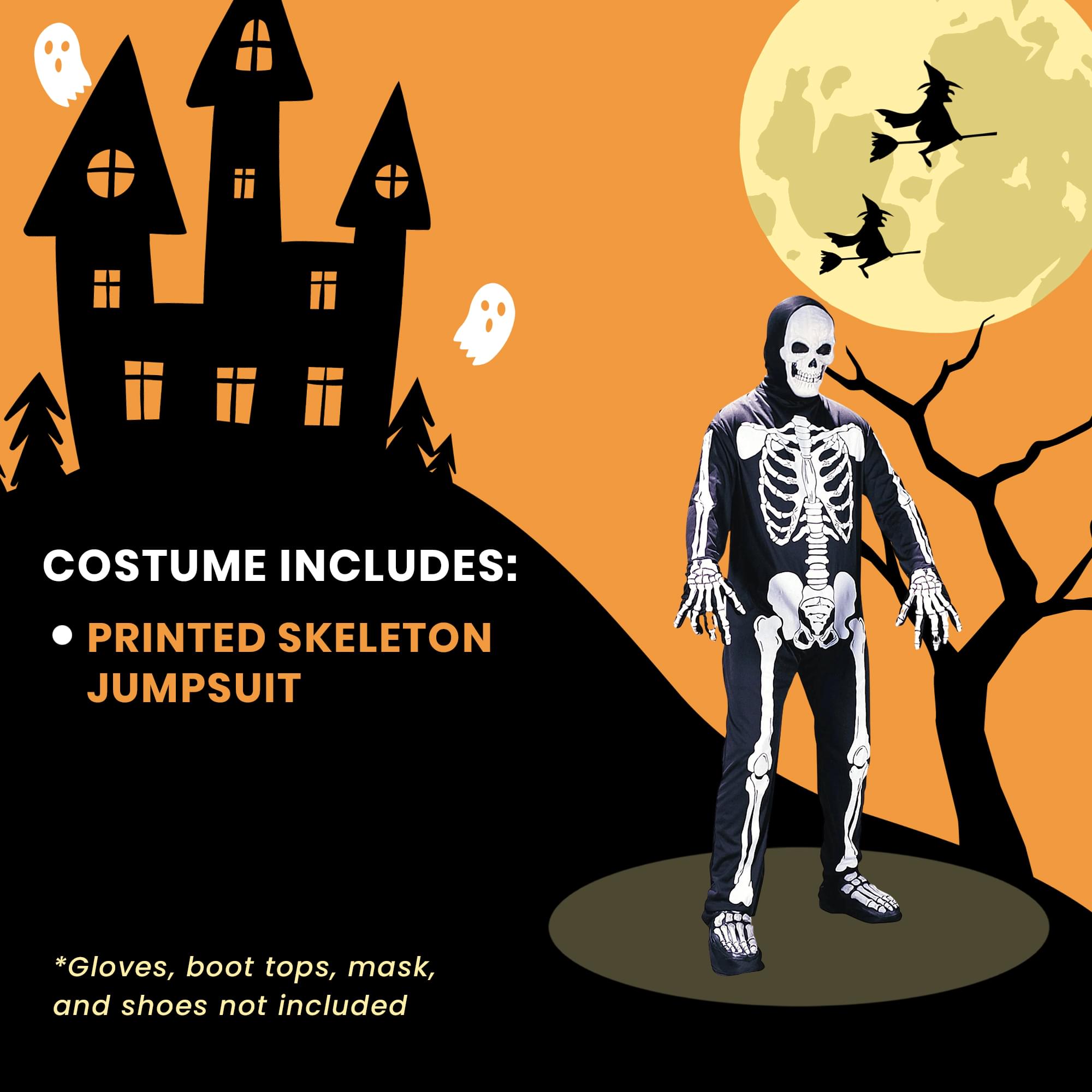 Skeleton Jumpsuit Costume Adult