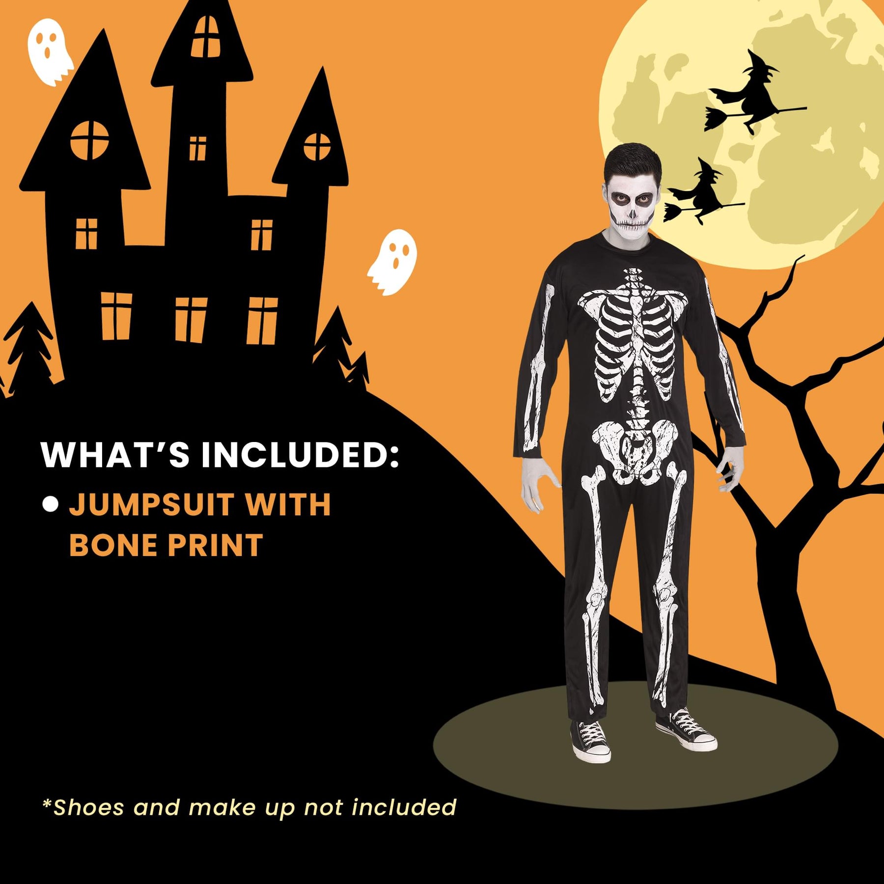 Skeleton Jumpsuit Costume Adult