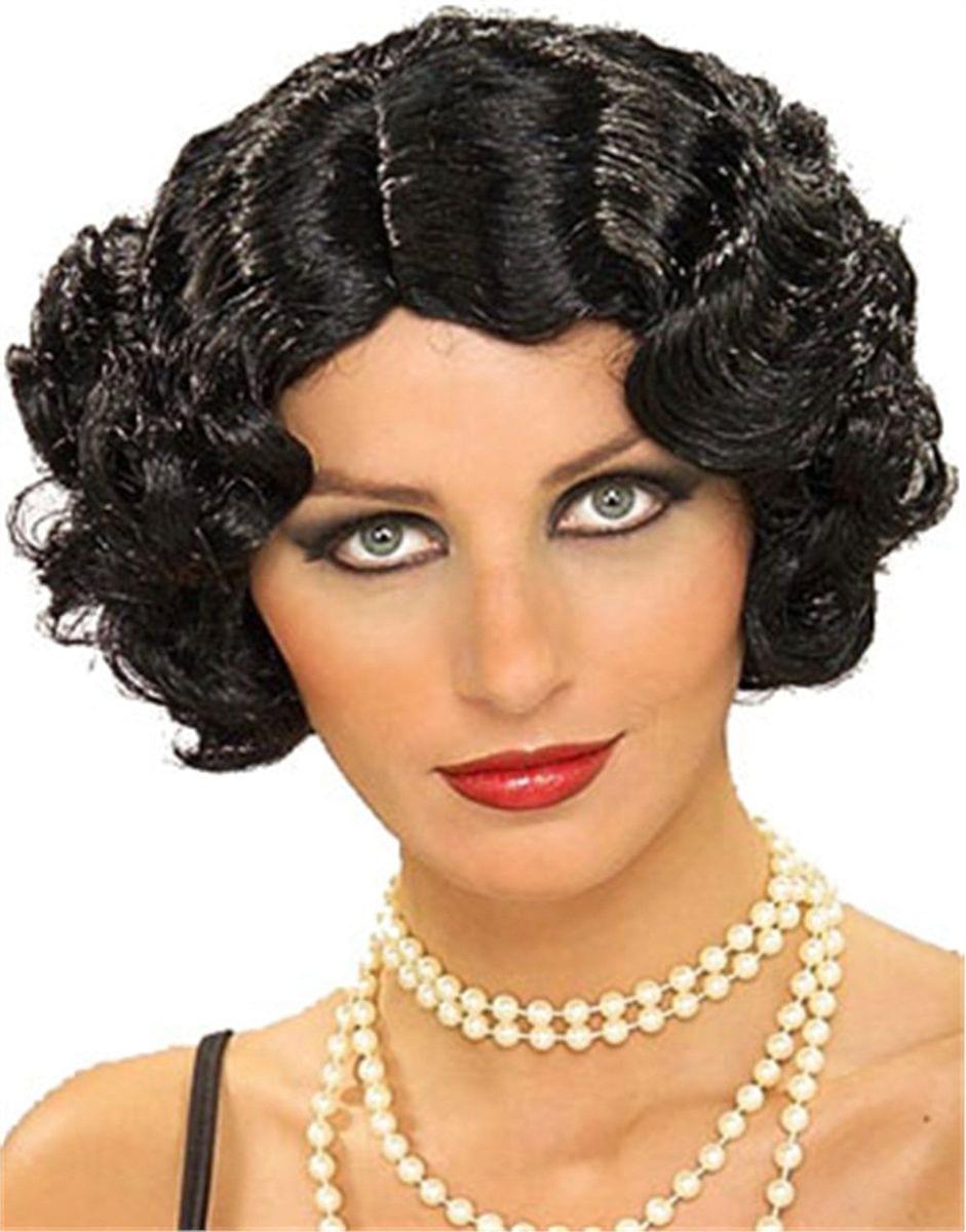 Flapper Curly Black Adult Costume Wig