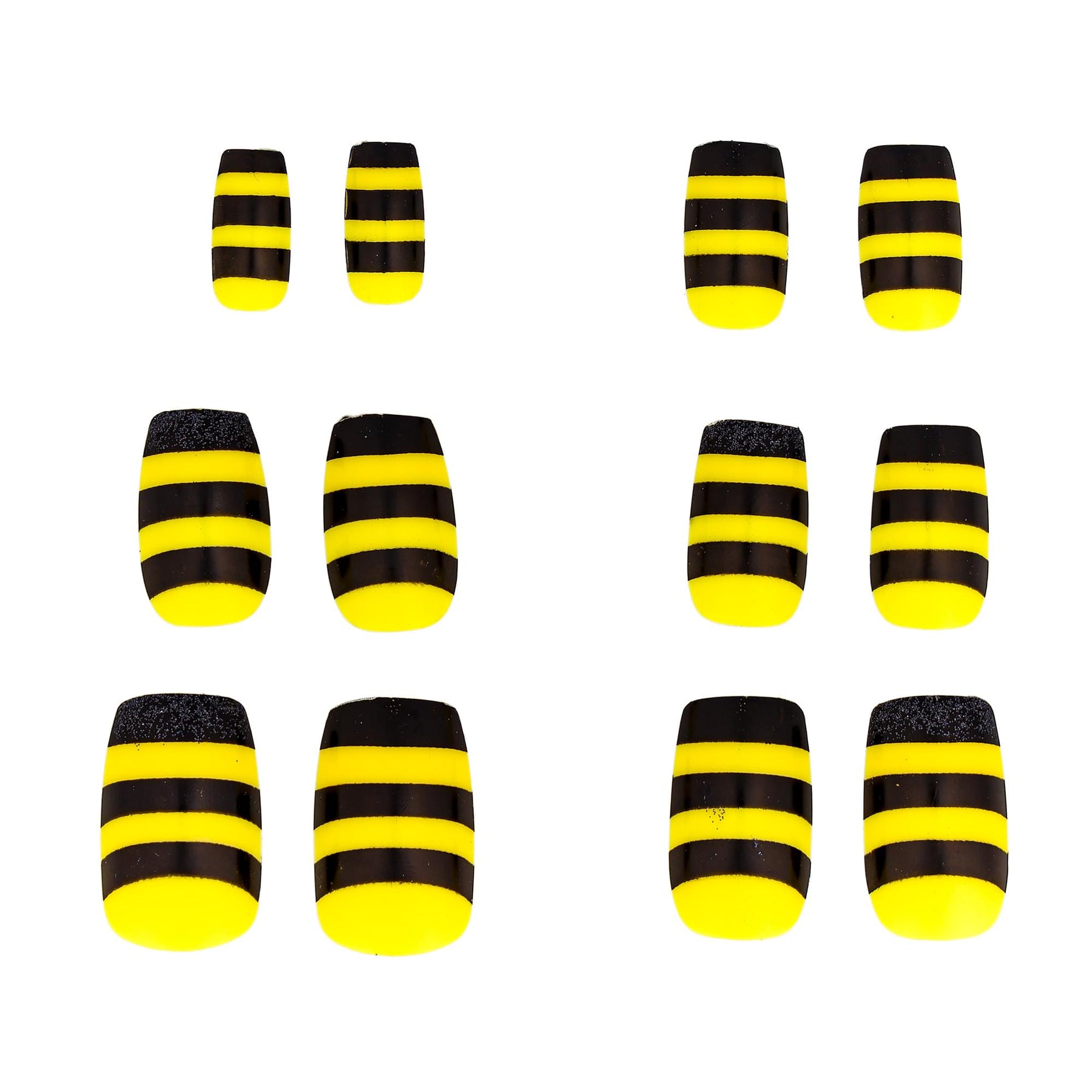 Black & Yellow Striped Bee Press-on Nails Costume Accessory