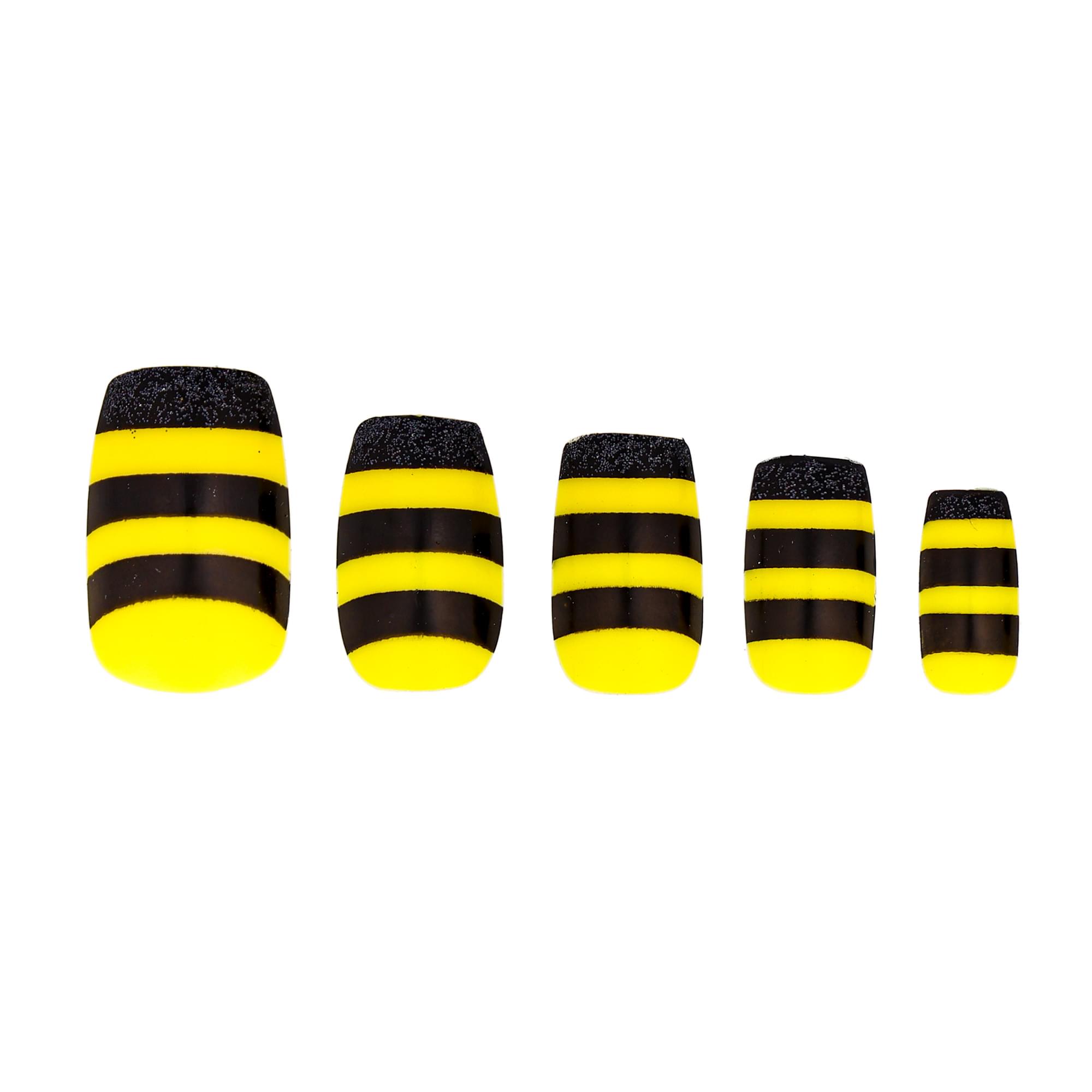 Black & Yellow Striped Bee Press-on Nails Costume Accessory