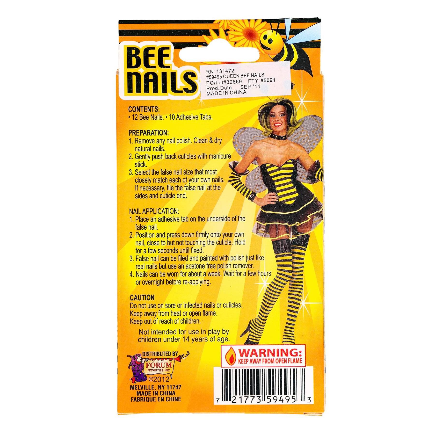 Black & Yellow Striped Bee Press-on Nails Costume Accessory