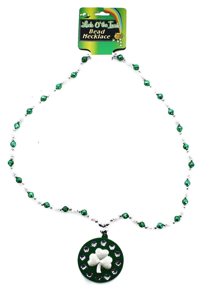 Luck 'O The Irish Bead Necklace Shamrock Medallion