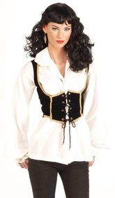 Black And Gold Pirate Wench Corset Costume Vest