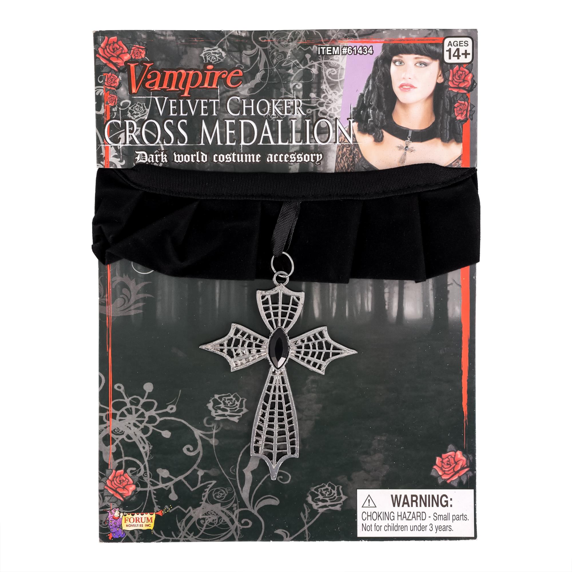 Velvet Choker-Cross Costume Medallion