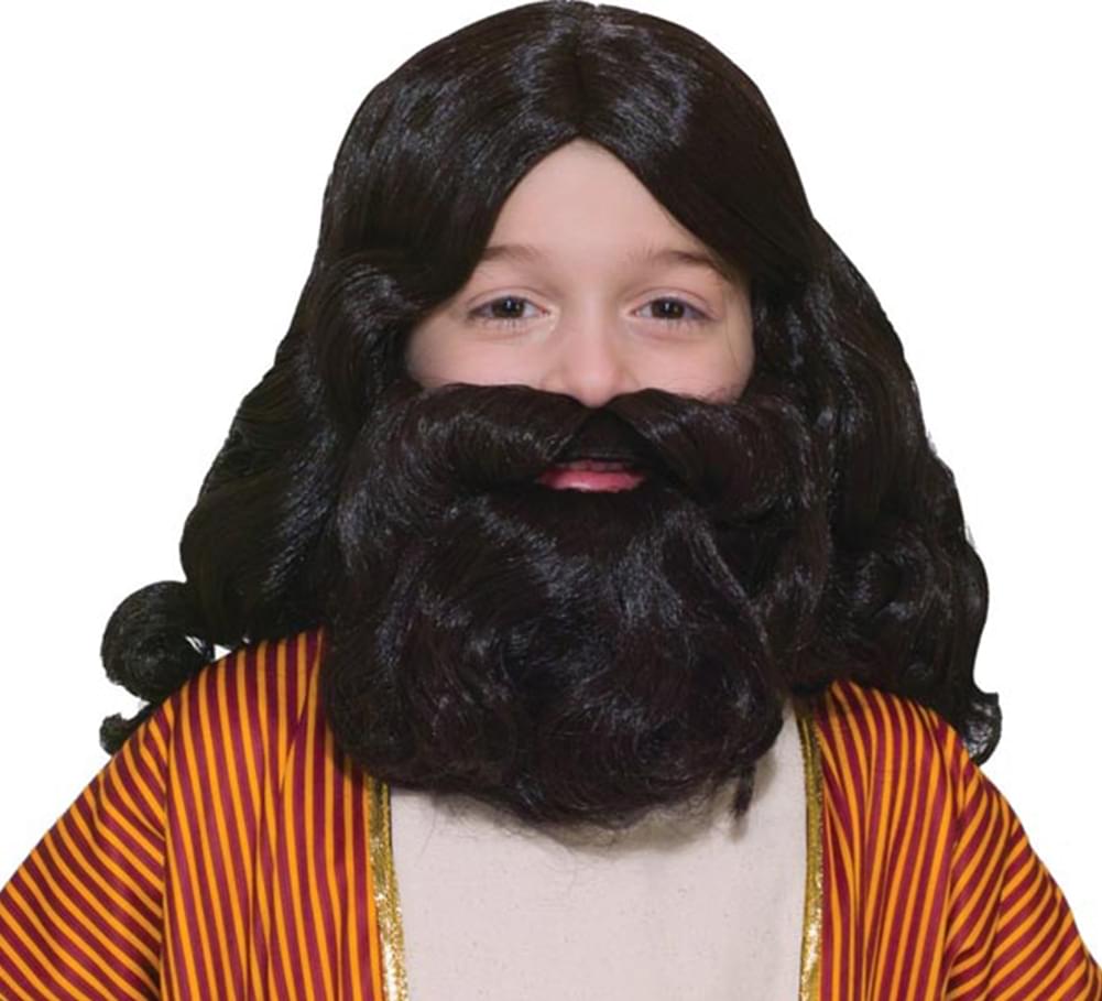 Biblical Times Moses Noah Wig & Moustache Costume Kit Child Standard