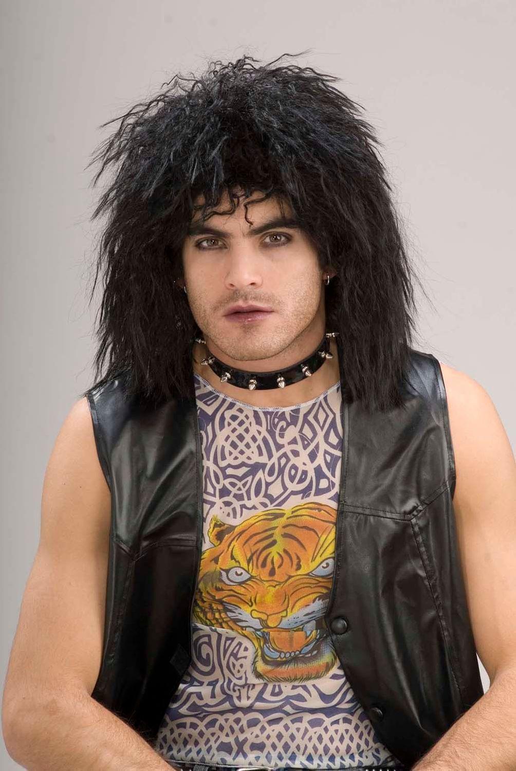 80's Rock Star Black Adult Costume Wig
