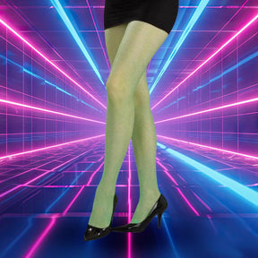 80's Neon Green Adult Costume Fishnet Tights