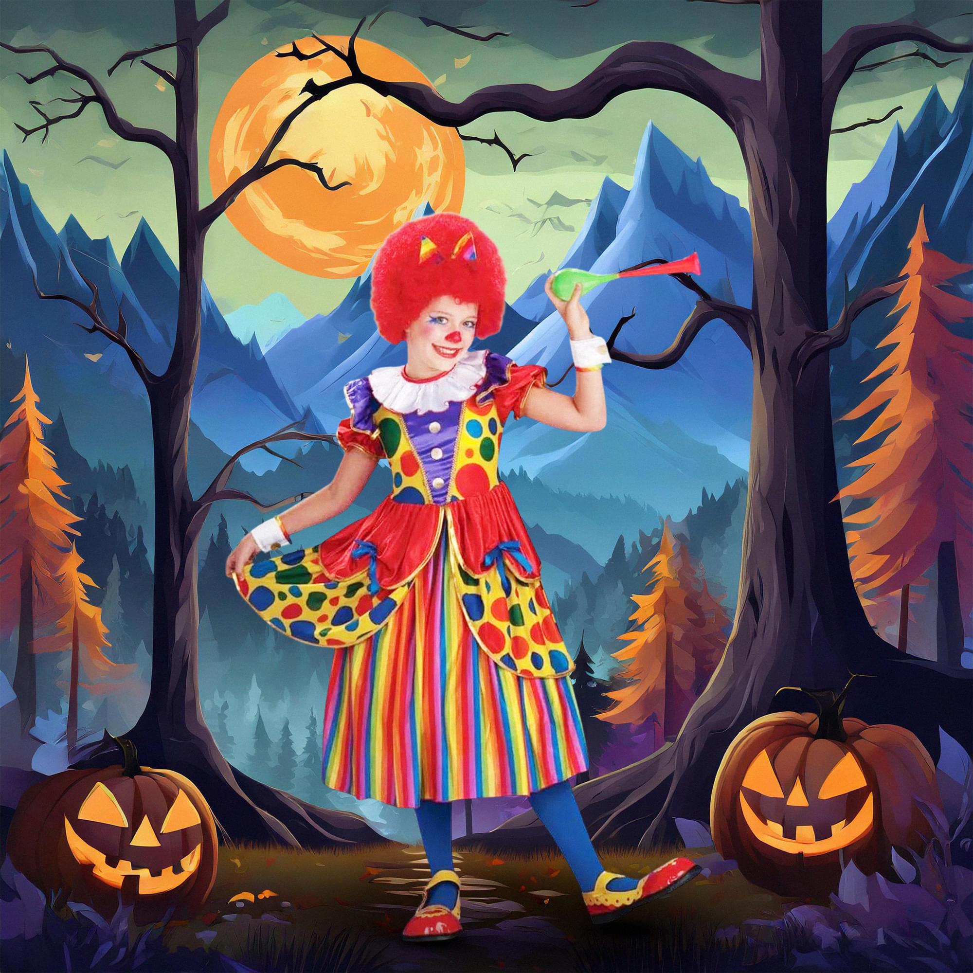 Circus Clown Princess Dress Costume Child