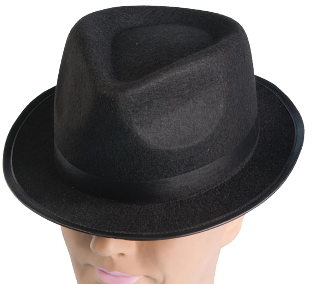 Black Hip Hop Felt Fedora Adult Costume Hat