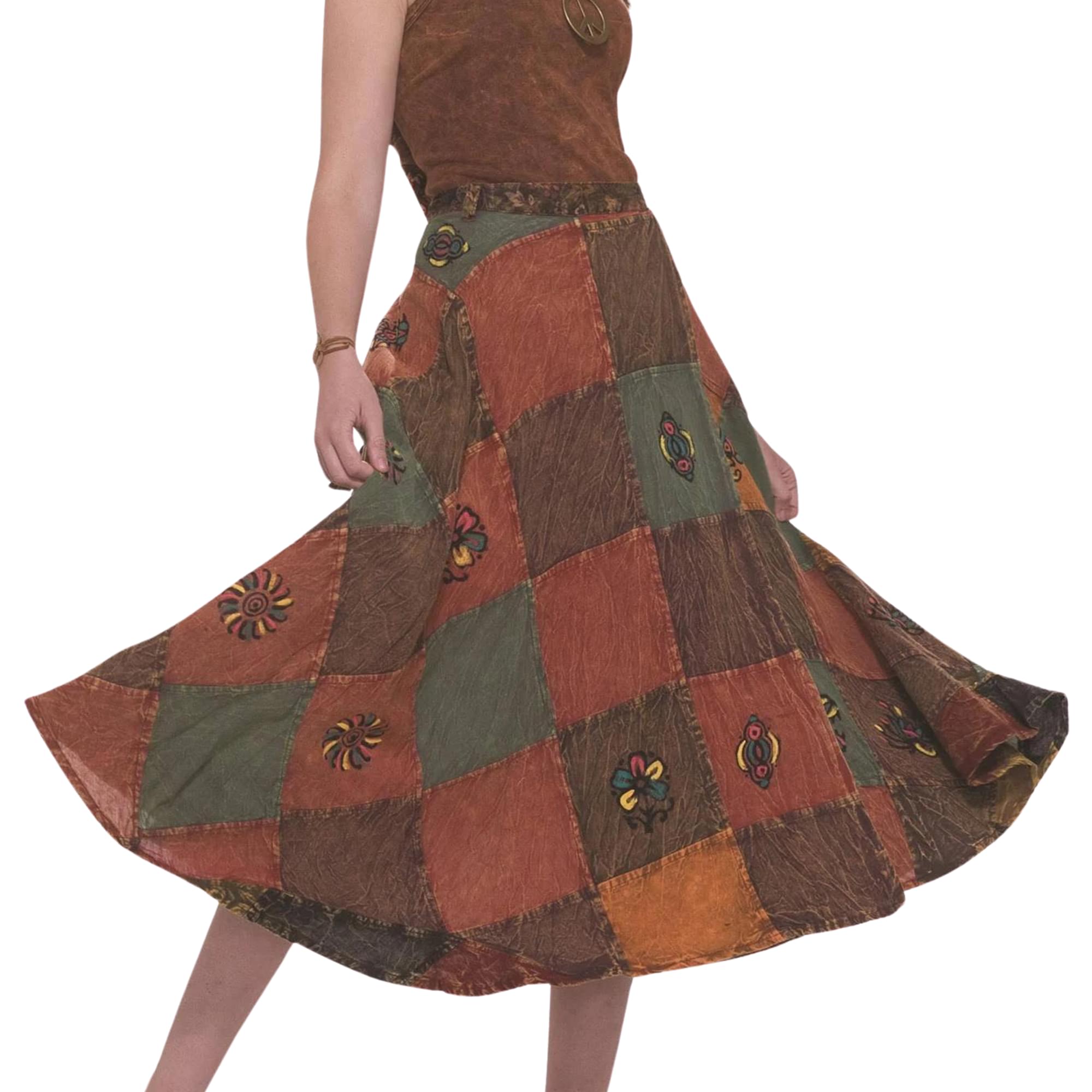 60's 70's Hippie Patch Costume Skirt Adult Standard