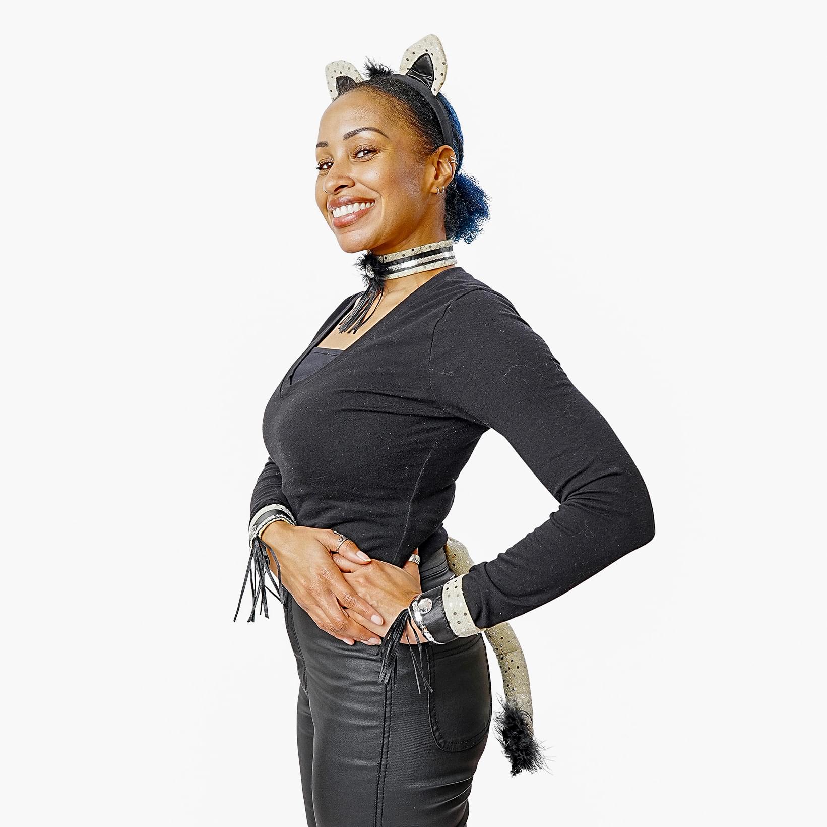 Cat Adult Costume Set - Headpiece, Tail, Collar, & Cuffs