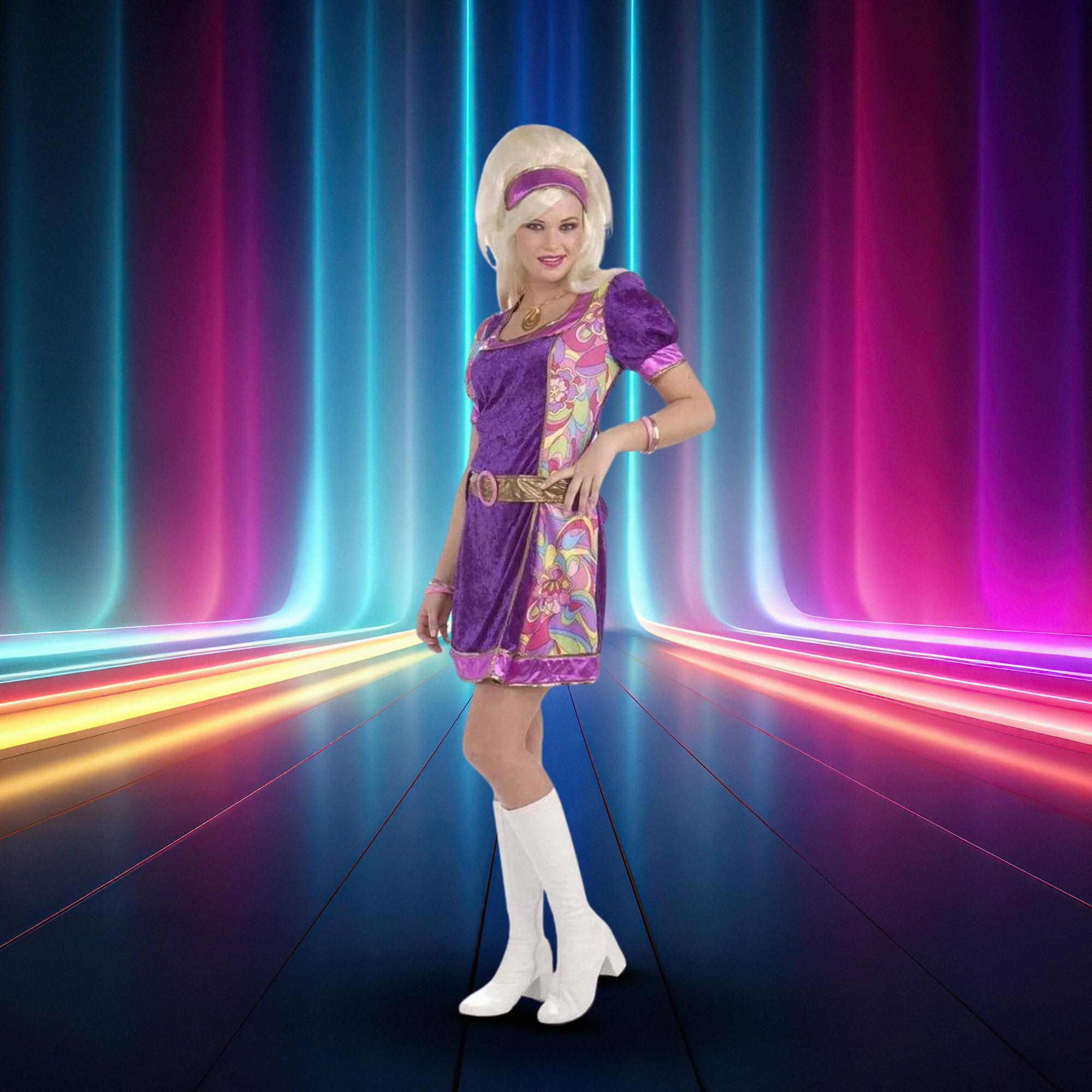 Funky Time 60's Dress w/ Headband Costume Adult