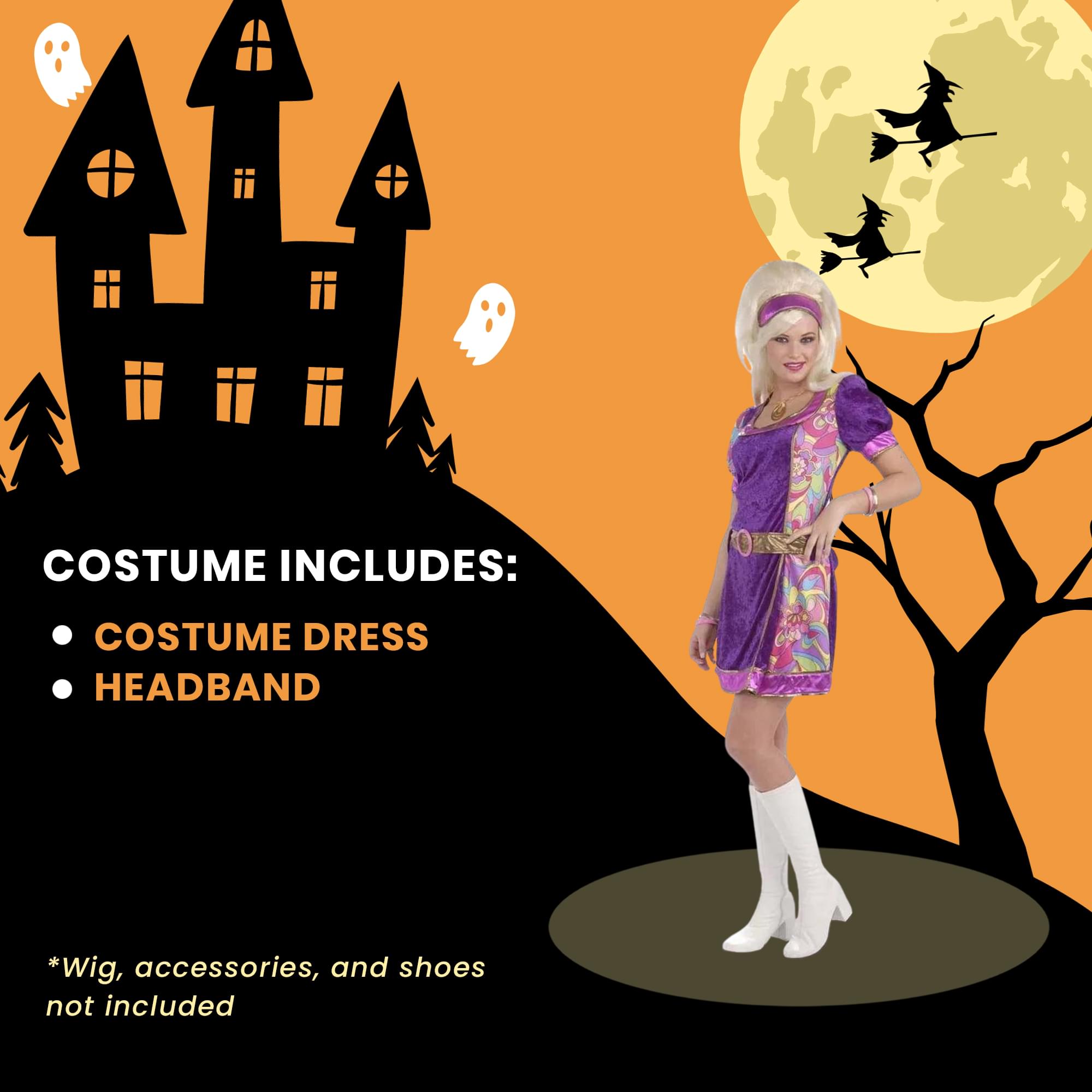 Funky Time 60's Dress w/ Headband Costume Adult