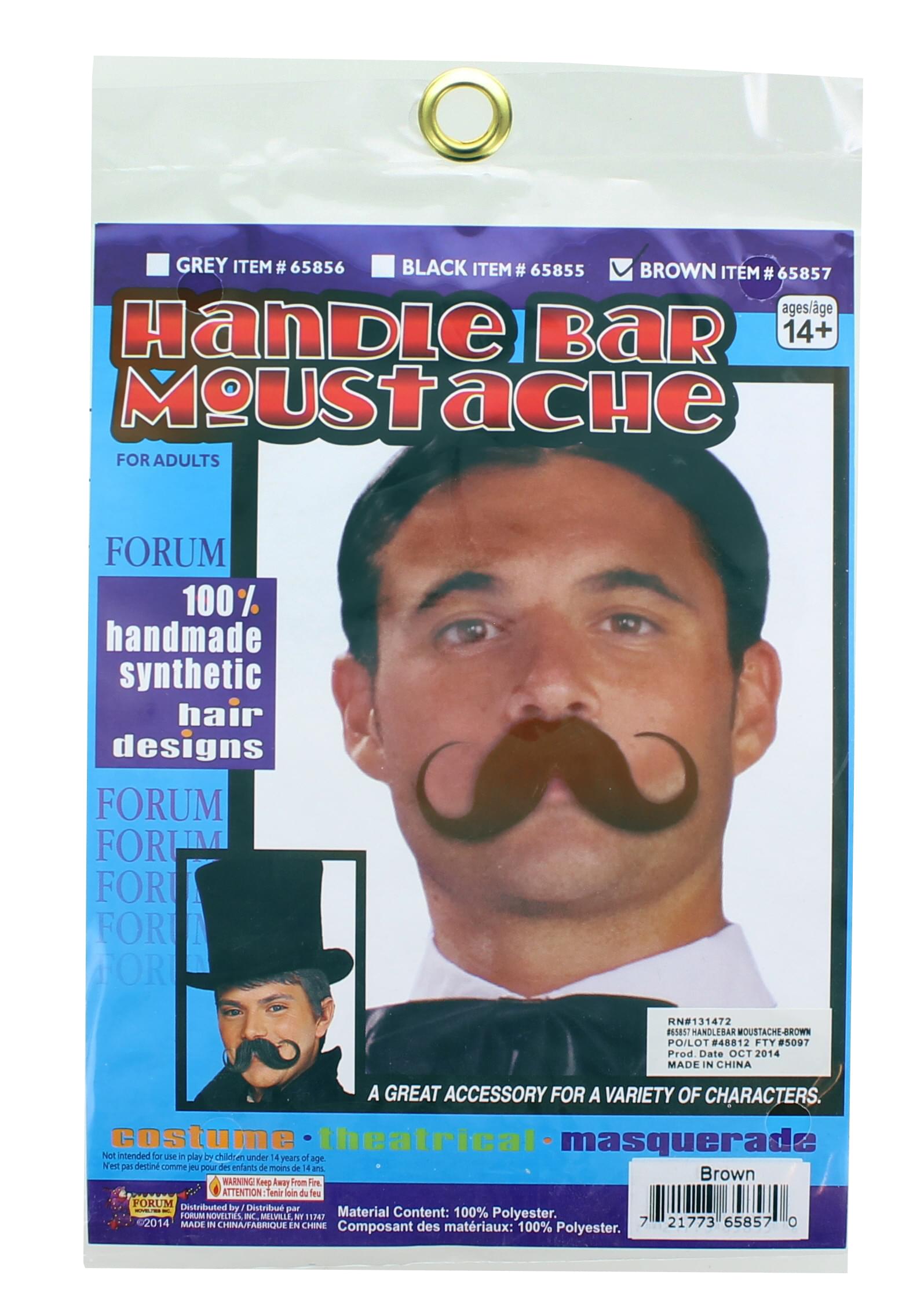 Synthetic Warrior Handlebar Moustache Costume Accessory - Brown