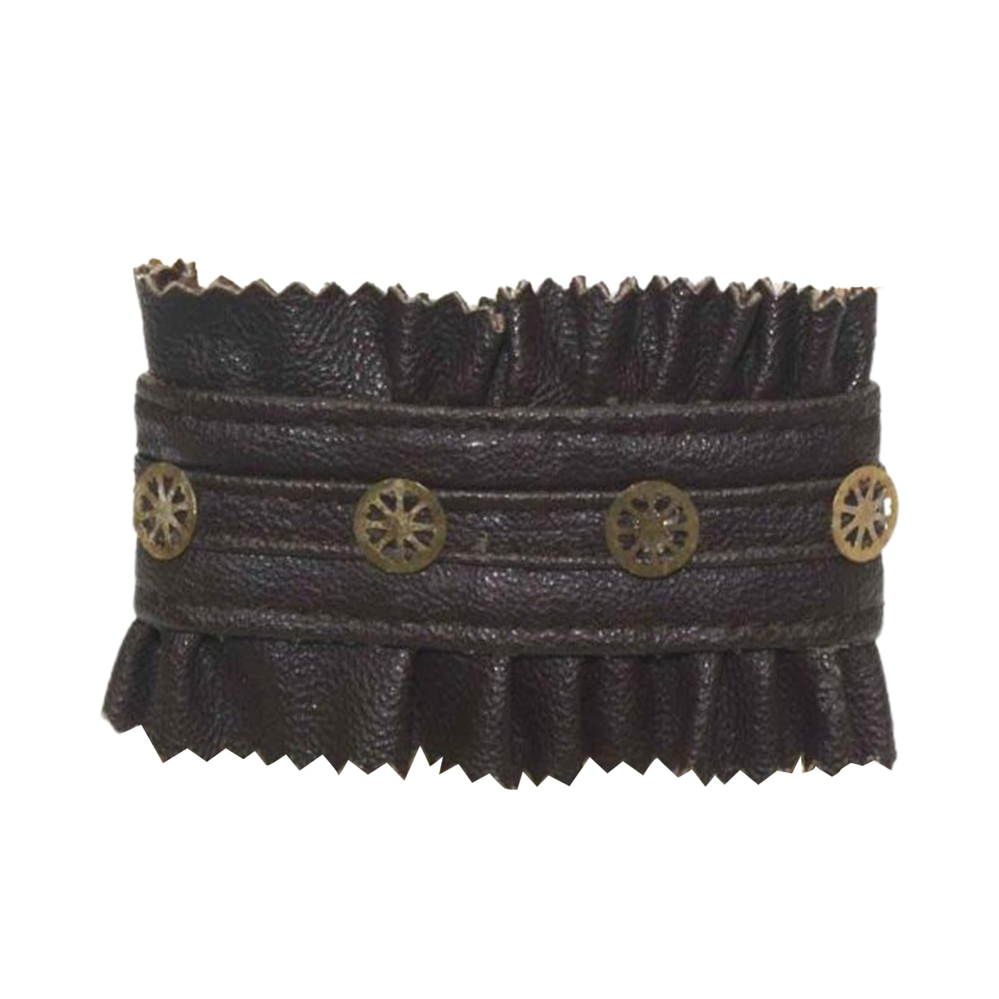 Steampunk Faux Leather & Gears Bracelet Adult Costume Jewelry
