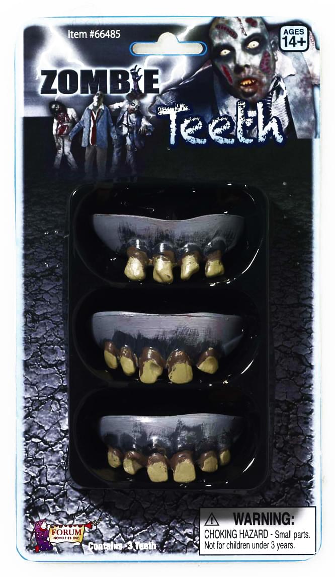 Set of 3 Zombie Prosthetic Teeth Costume Accessory